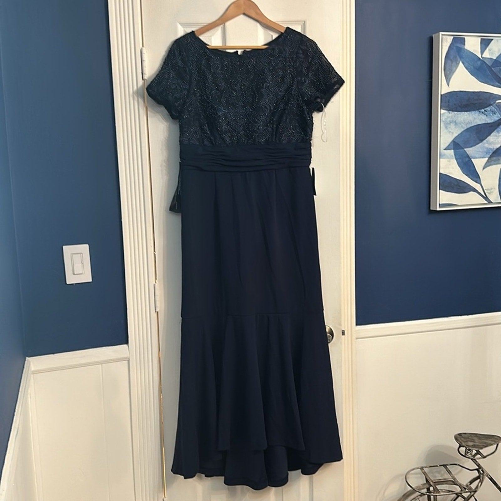 NWT JS Collections Celia Mixed Media Mermaid Gown - size 14