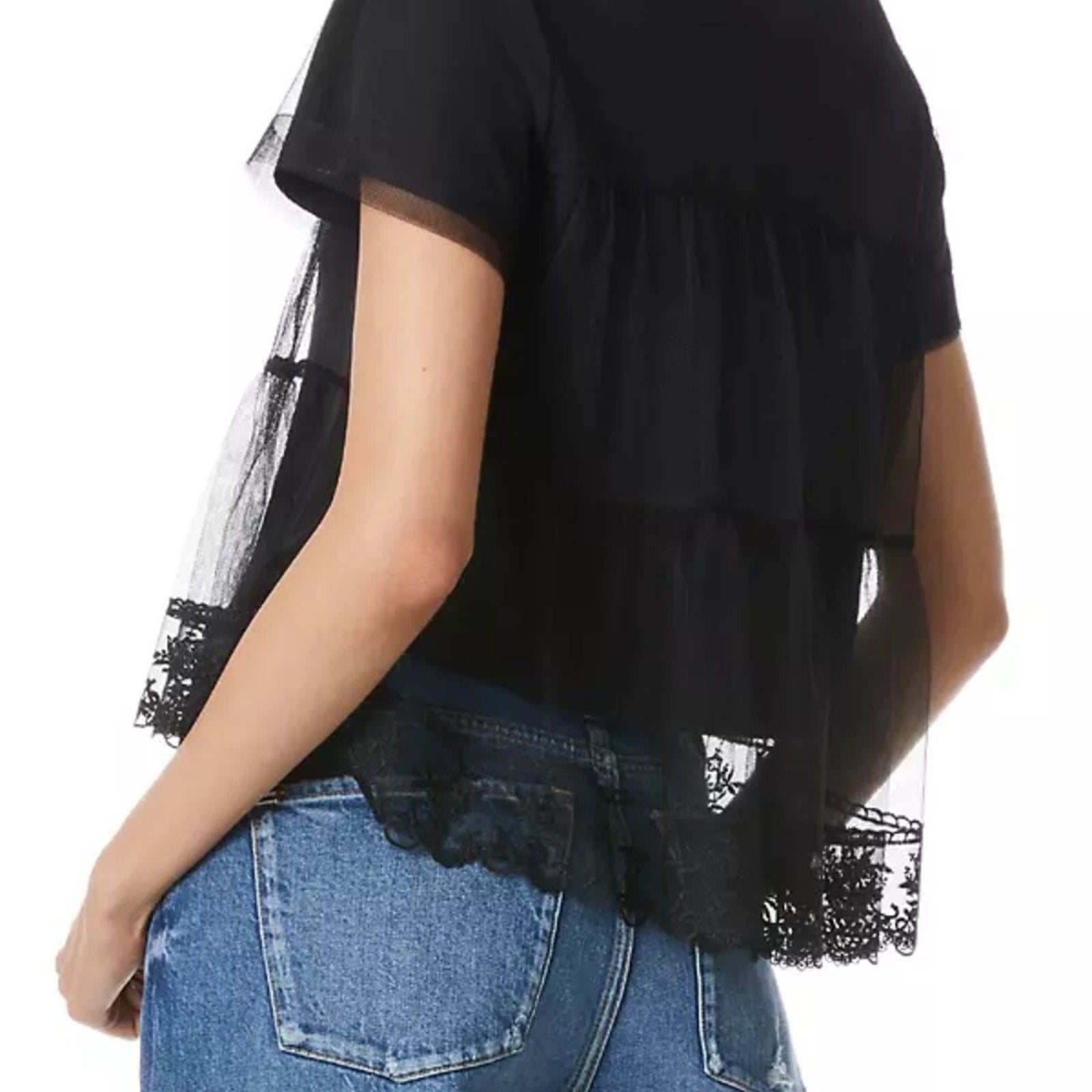 NWT Alice + Olivia  Dreema Embroidered Tulle T-Shirt - size small