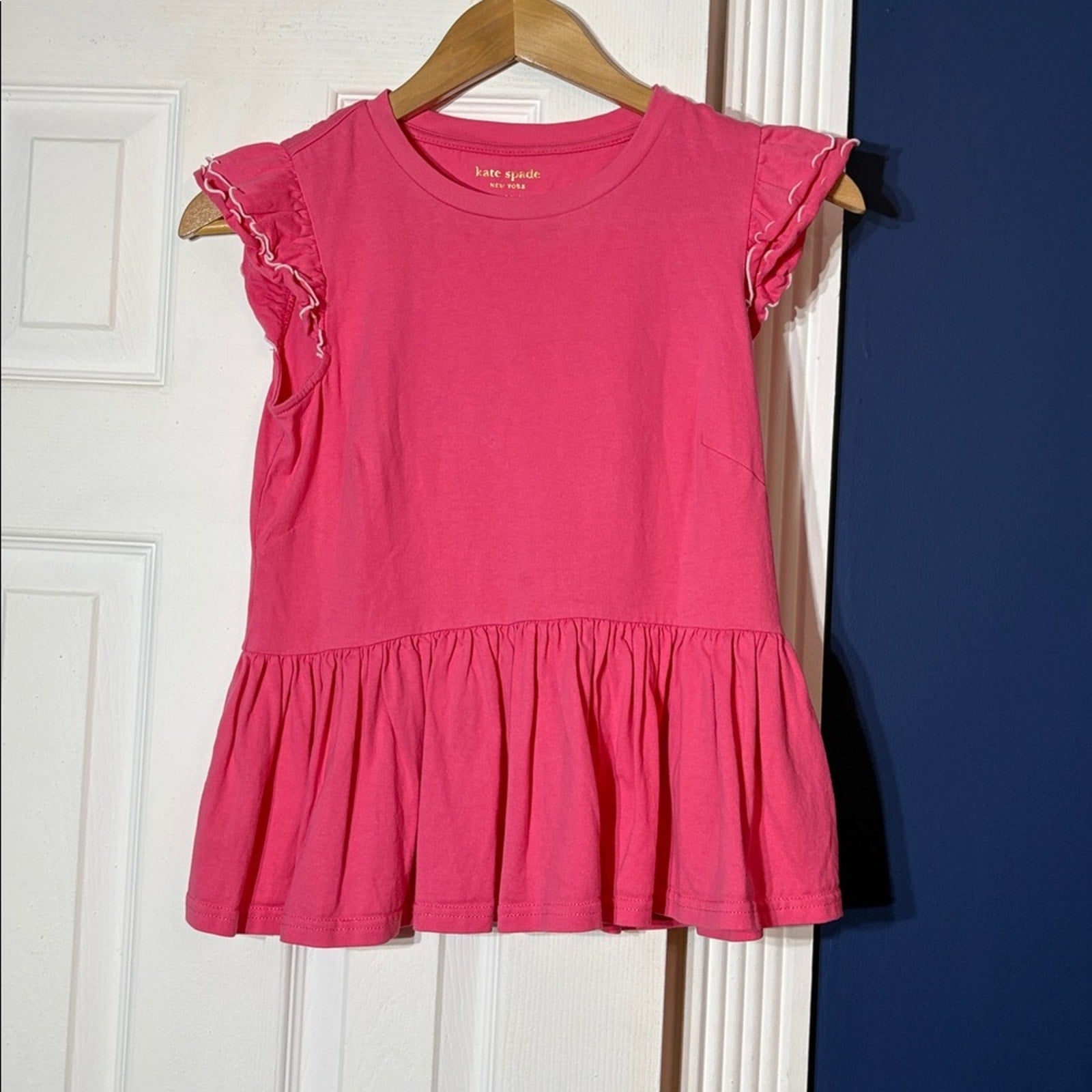 Kate Spade Peplum Tee In Deep Dahlia - size XS
