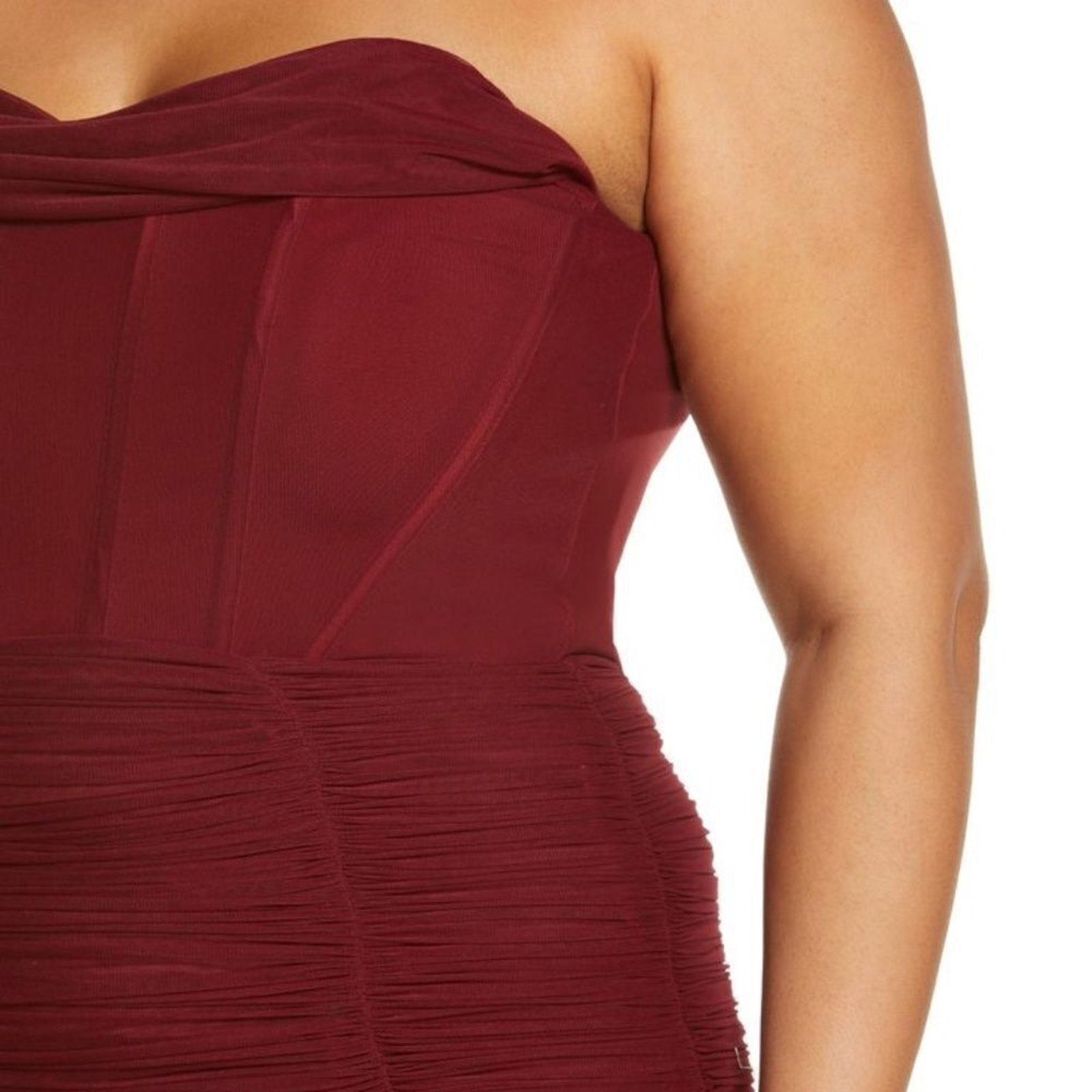NWT Lavish Alice MESH CORSET STRAPLESS MIDI DRESS IN BURGUNDY - size 16