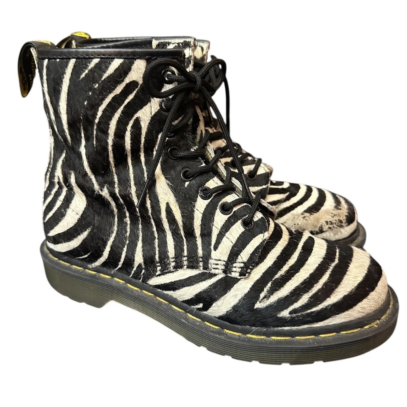 Dr. Martens Zebra Print Pony Hair Leather Boots #3 Rare - size 9 US or 7 UK