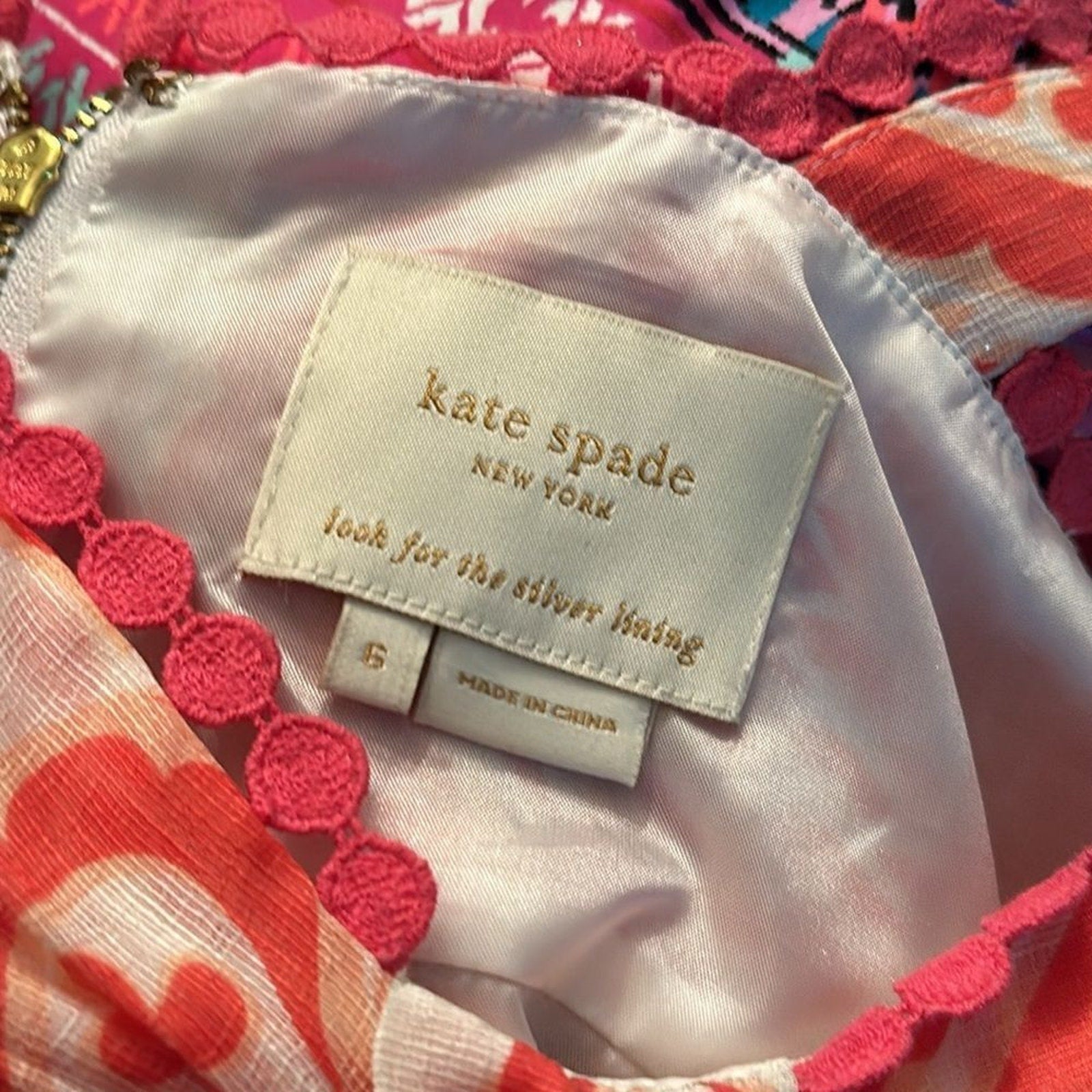 NEW Kate Spade Pineapple Print Top Freshwhite & Peach Pink - size 6