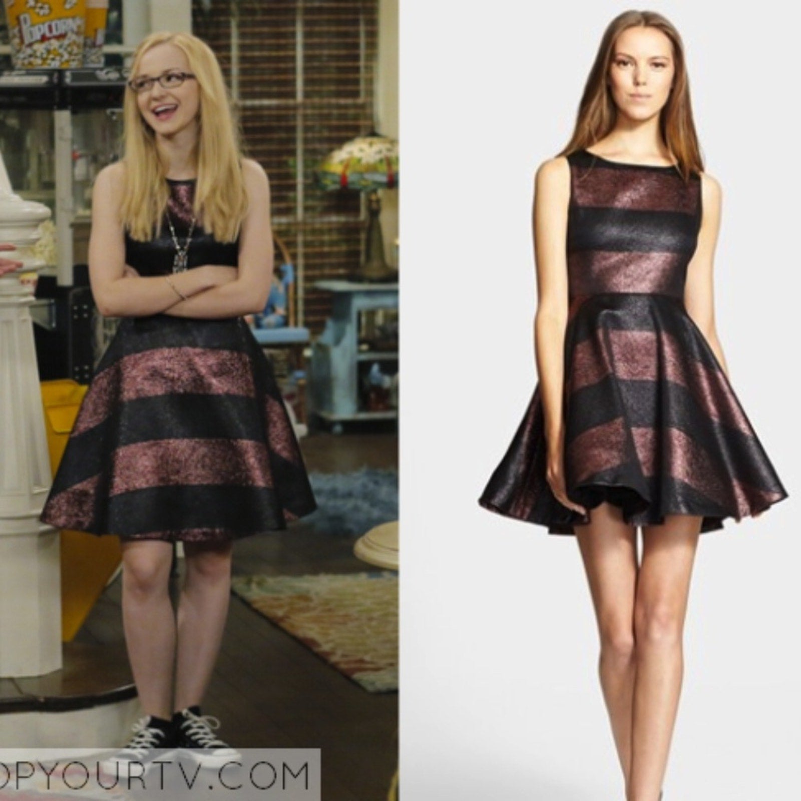 Alice + Olivia Foss Metallic Stripe Dress Size 4