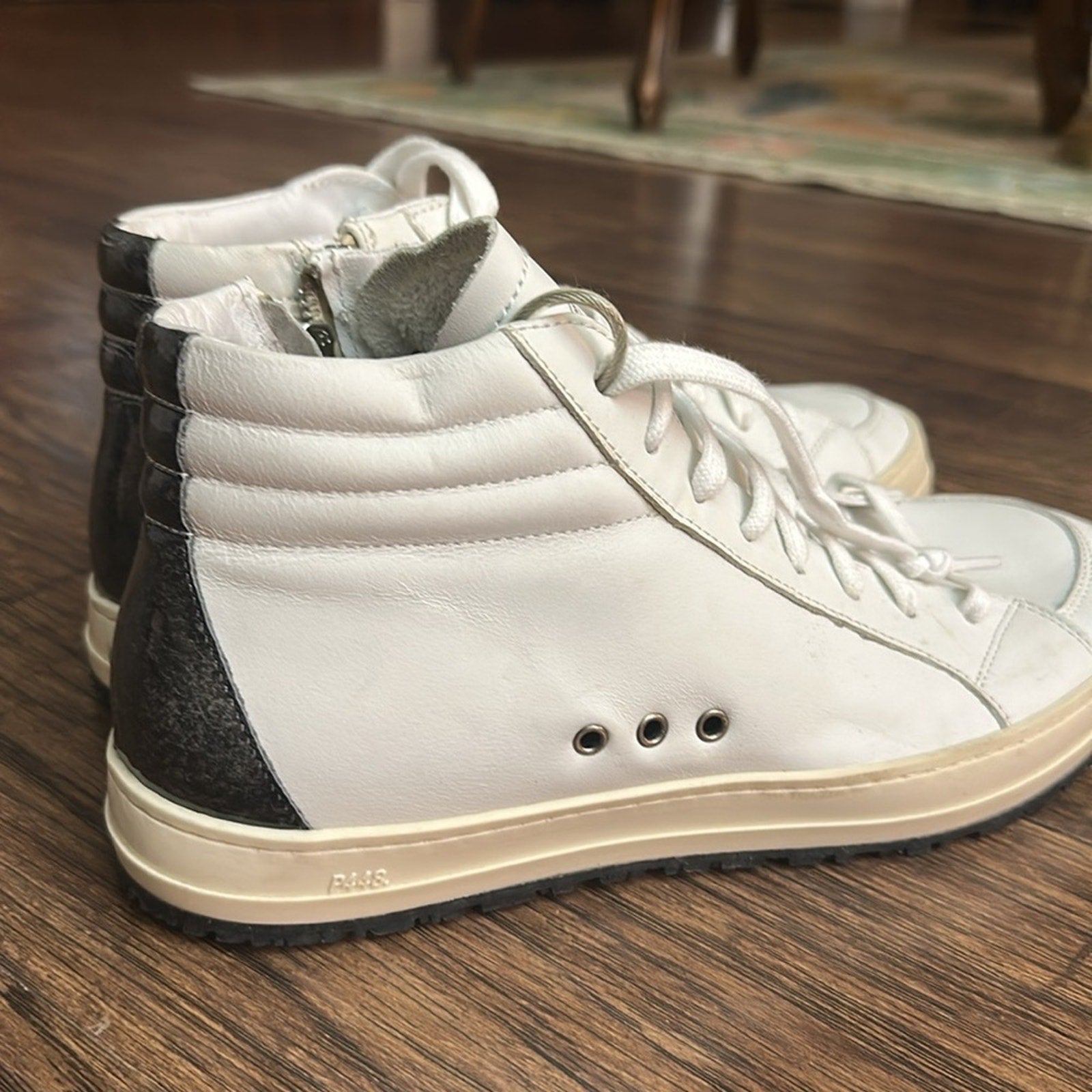 P448 Scarpe P448 Uomo Skate White Black Made In Italy Pell - size 8.5