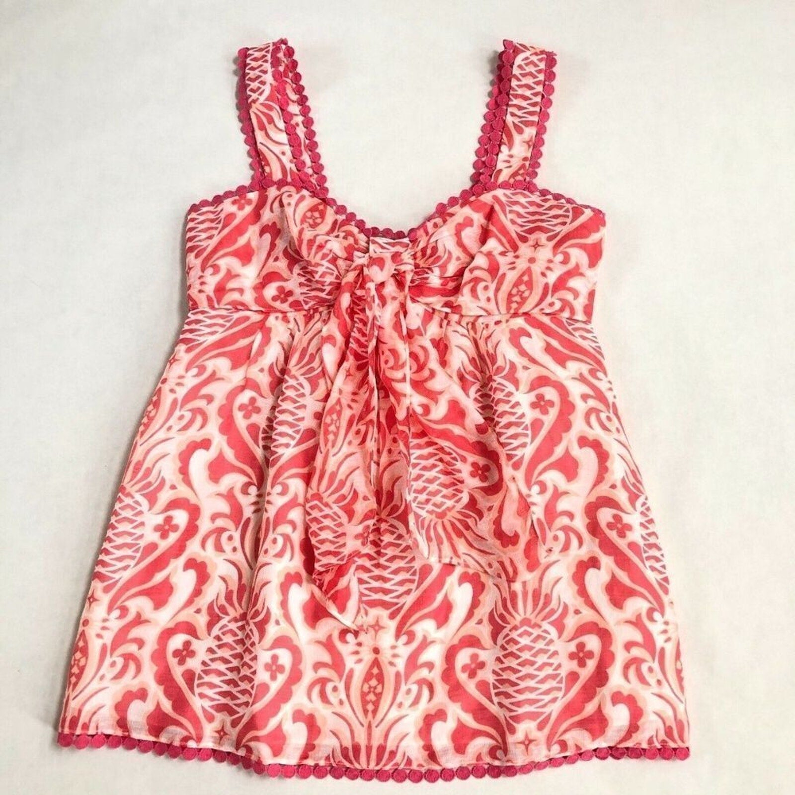 NEW Kate Spade Pineapple Print Top Freshwhite & Peach Pink - size 6