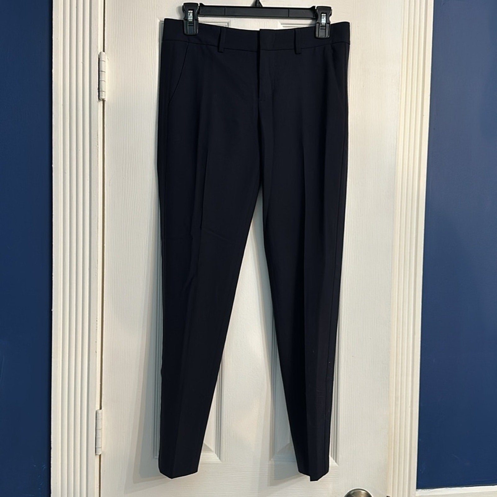 VINCE STRAPPING' STRETCH WOOL TROUSERS IN COASTAL BLUE - size 2