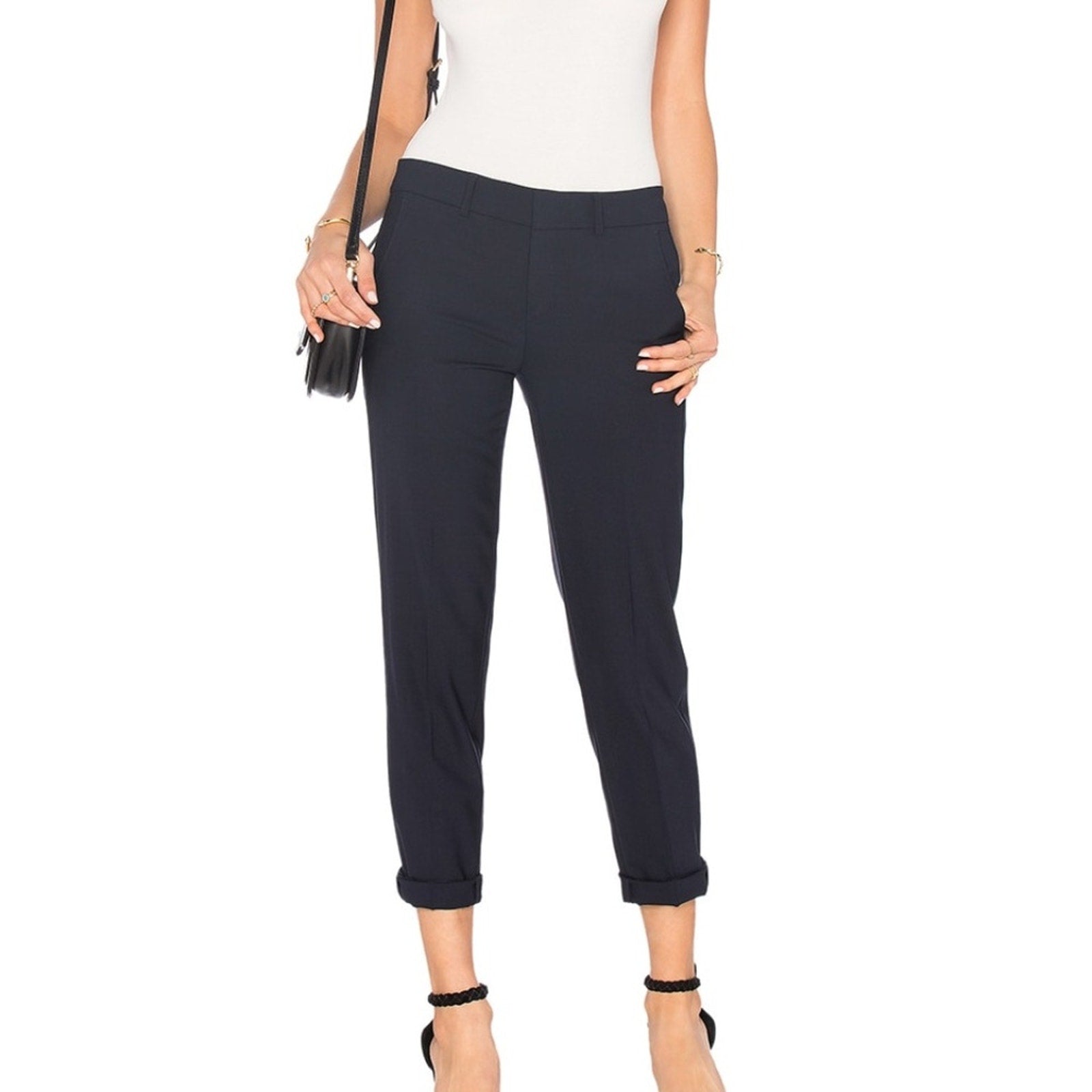 VINCE STRAPPING' STRETCH WOOL TROUSERS IN COASTAL BLUE - size 2