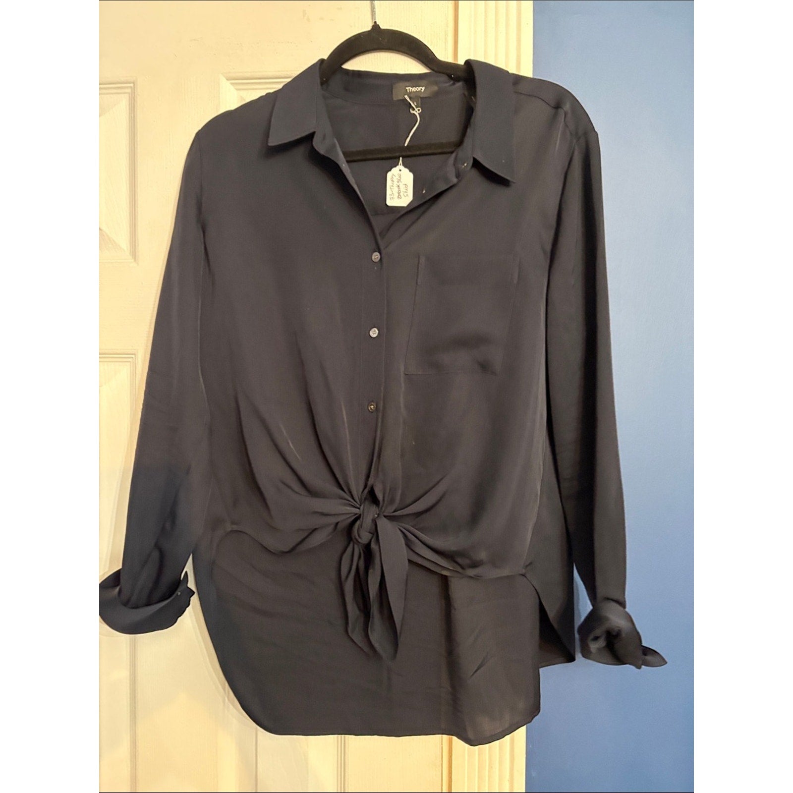 Theory Hekanina Silk Tie Shirt - L 🌟