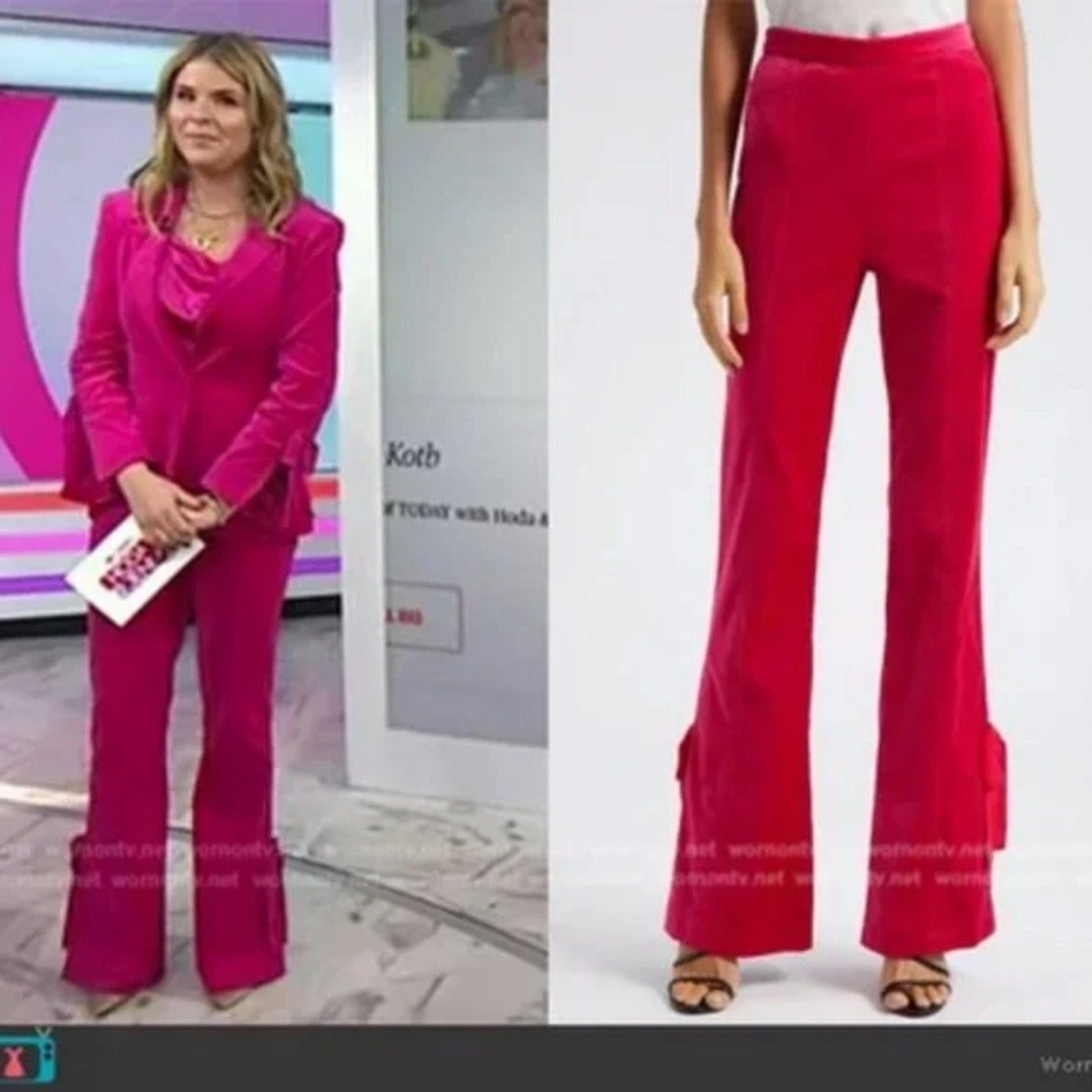 NWT Cinq A Sept Women Pants Lou Pink Tie Velveteen Berry Red Bow - size 0