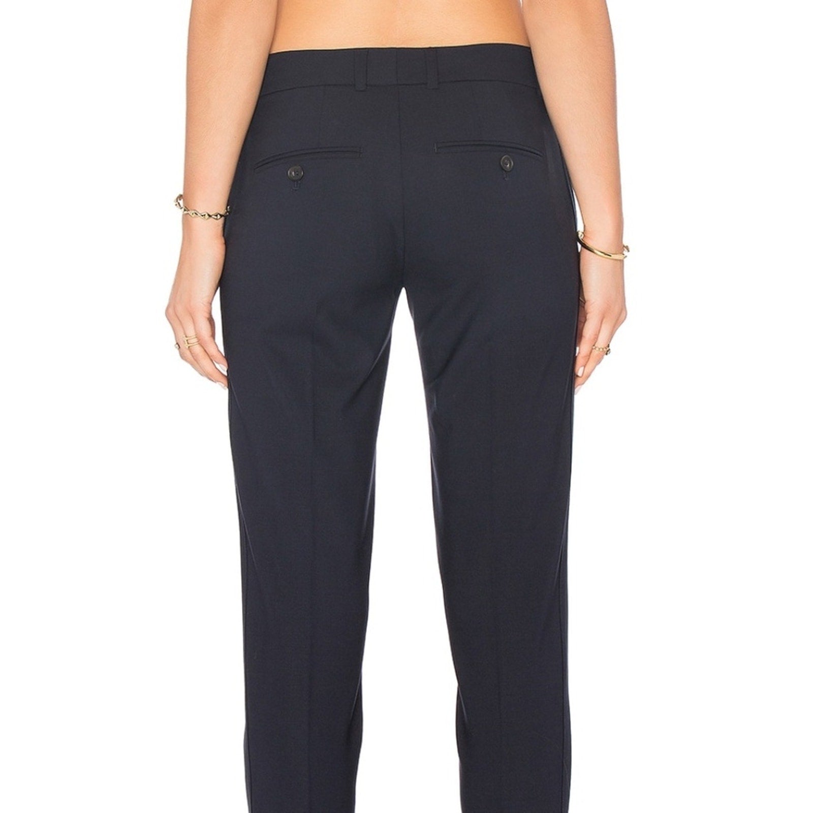 VINCE STRAPPING' STRETCH WOOL TROUSERS IN COASTAL BLUE - size 2