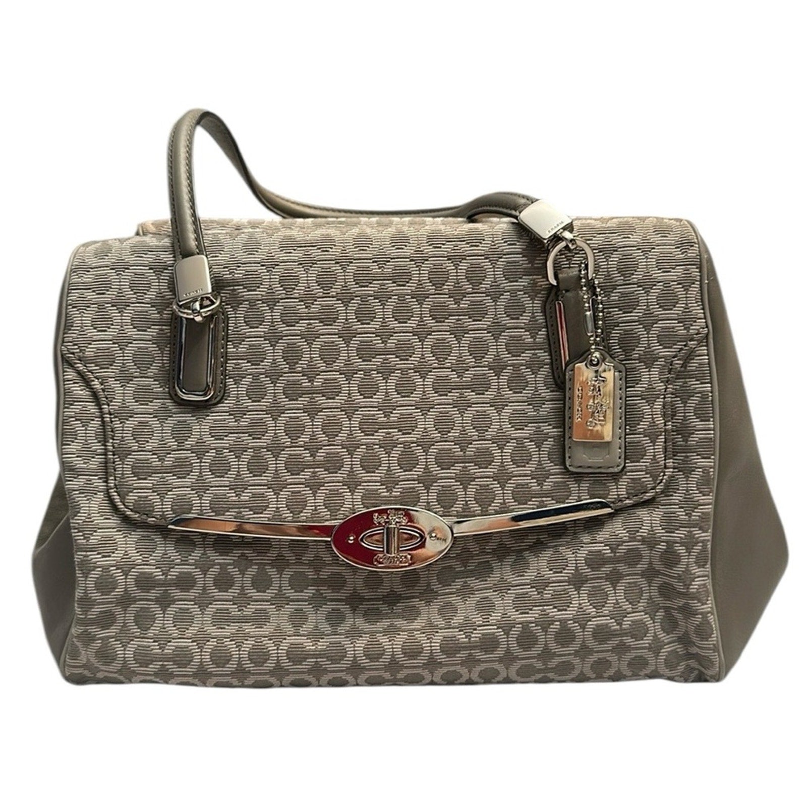 COACH Madison Op Art Gray Canvas Leather Trims Shoulder/Crossbody Bag