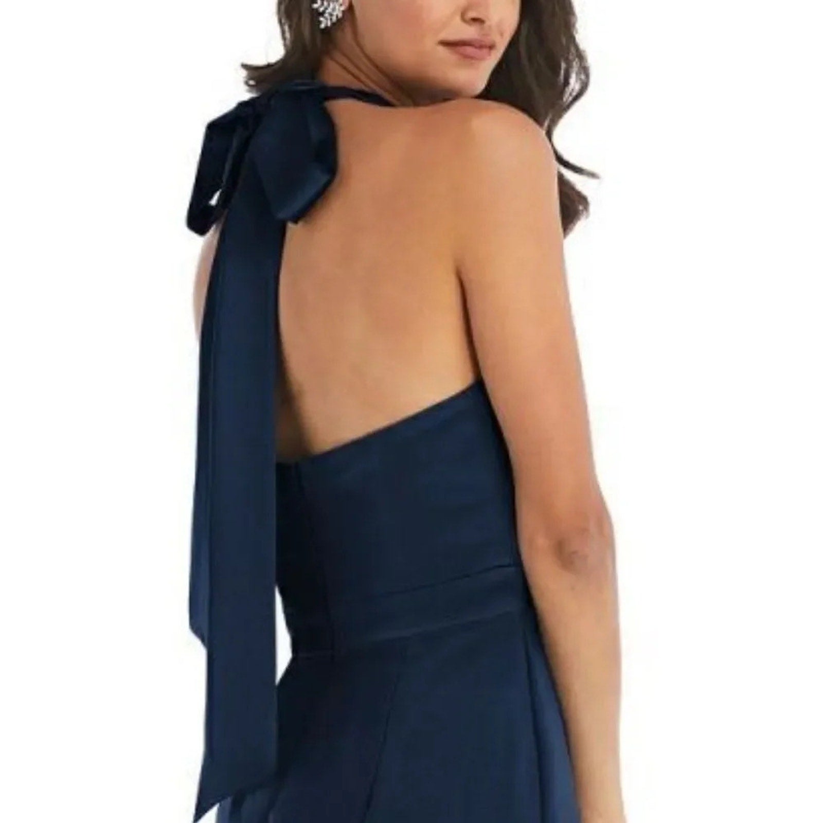 NWOT AFTER SIX High-Neck Open-Back Maxi Dress with Scarf Tie - size 14