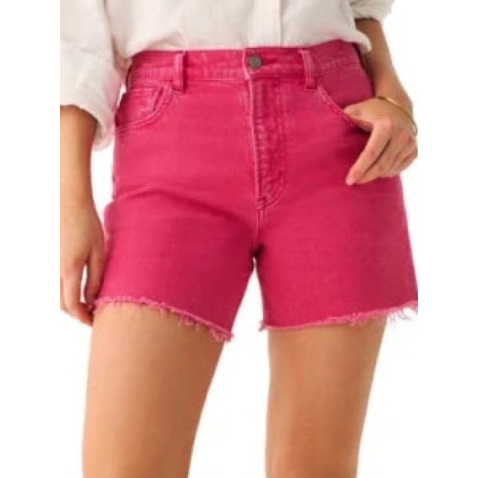 Faherty Women's Pink Raw Edge Sun washed Denim Shorts -size 28 - NWT