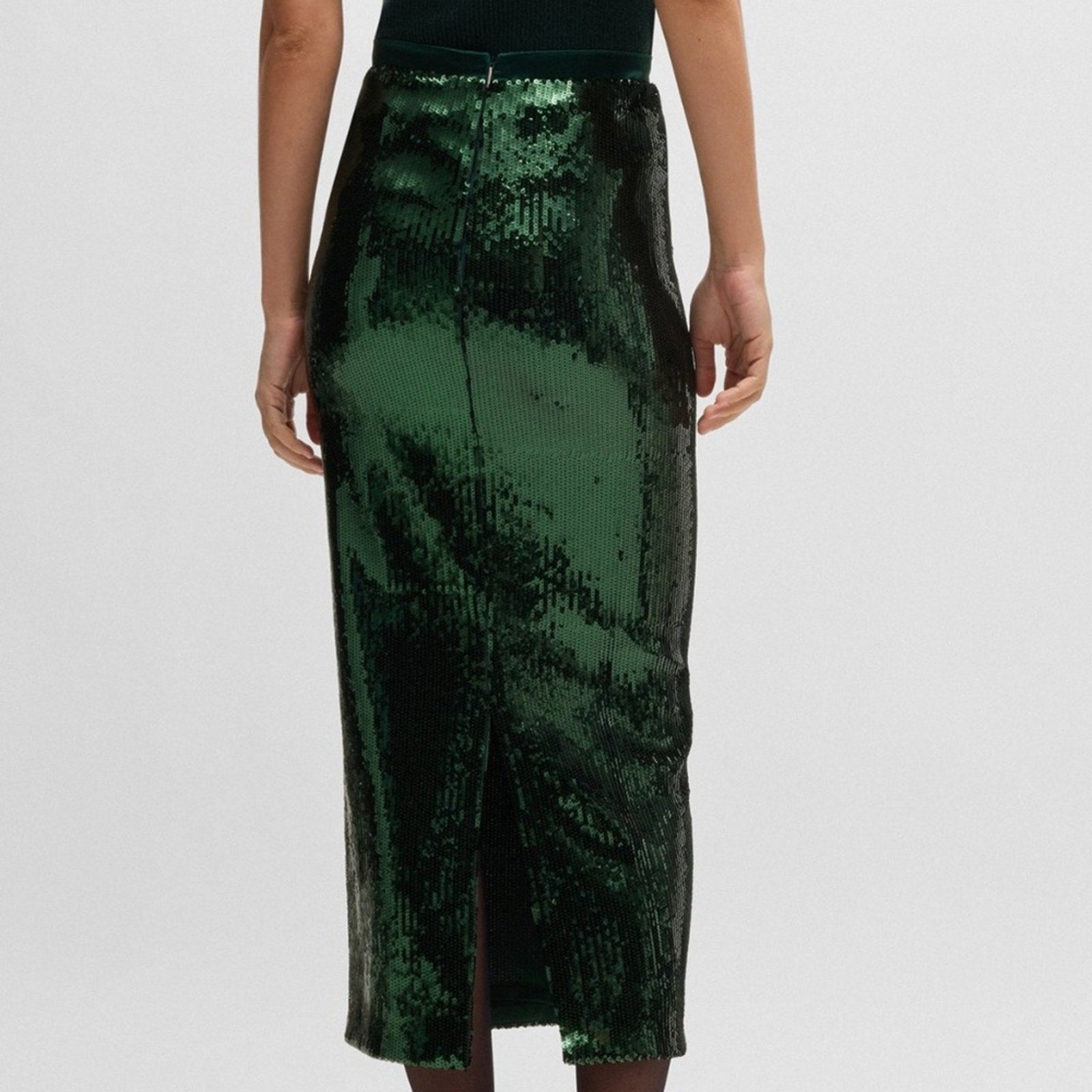 NEW BOSS RELAXED-FIT MIDI SKIRT WITH SEQUIN EMBELLISHMENTS - size M