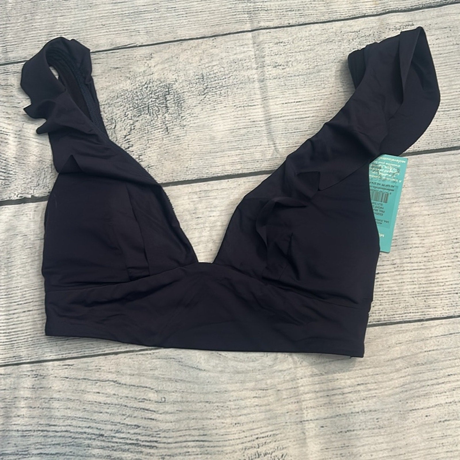 NWT Sea Level Essentials Frill Bikini Top Navy - size 4