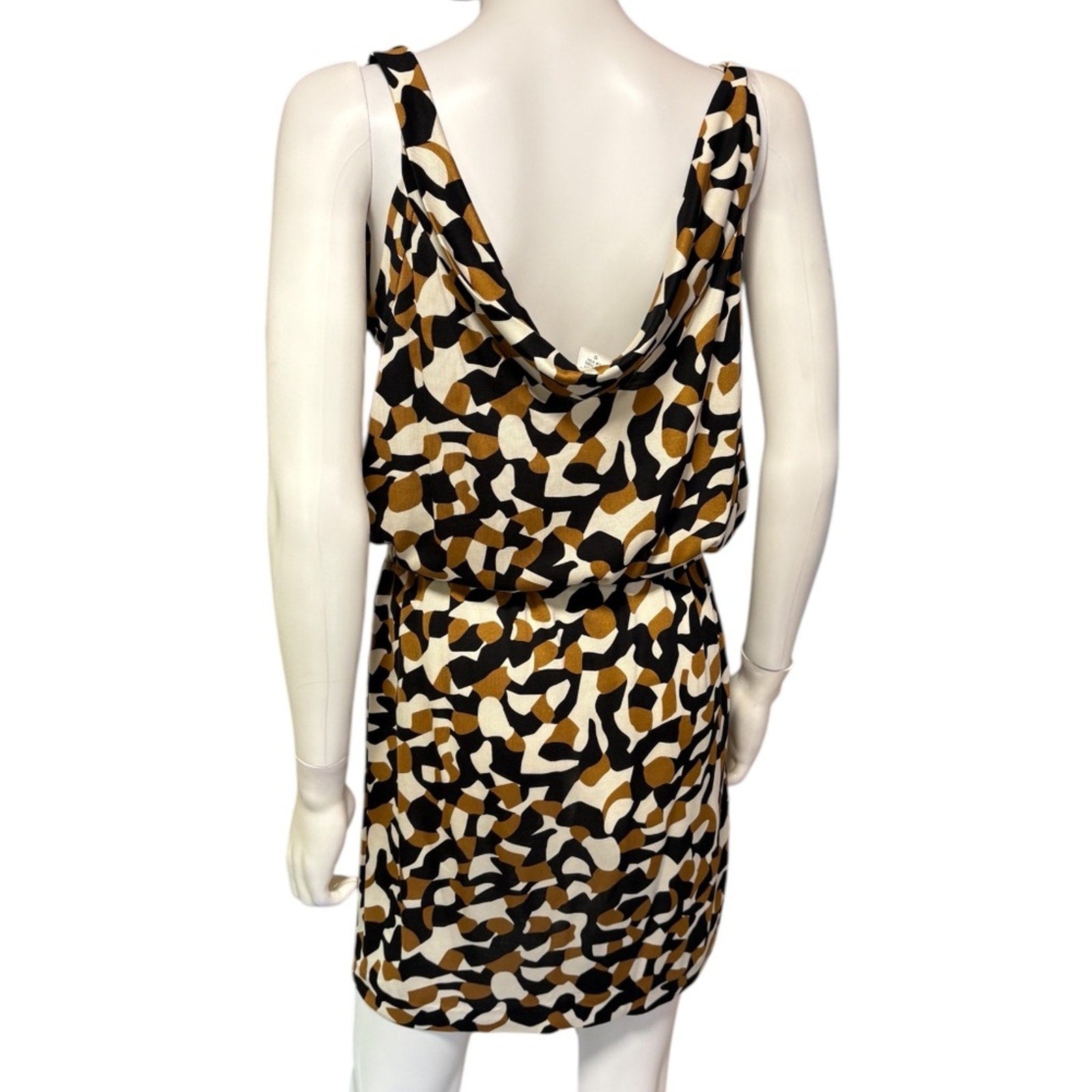 Diane Von Furstenburg Silk Blend Brown and Ivory Tie Dress - 12
