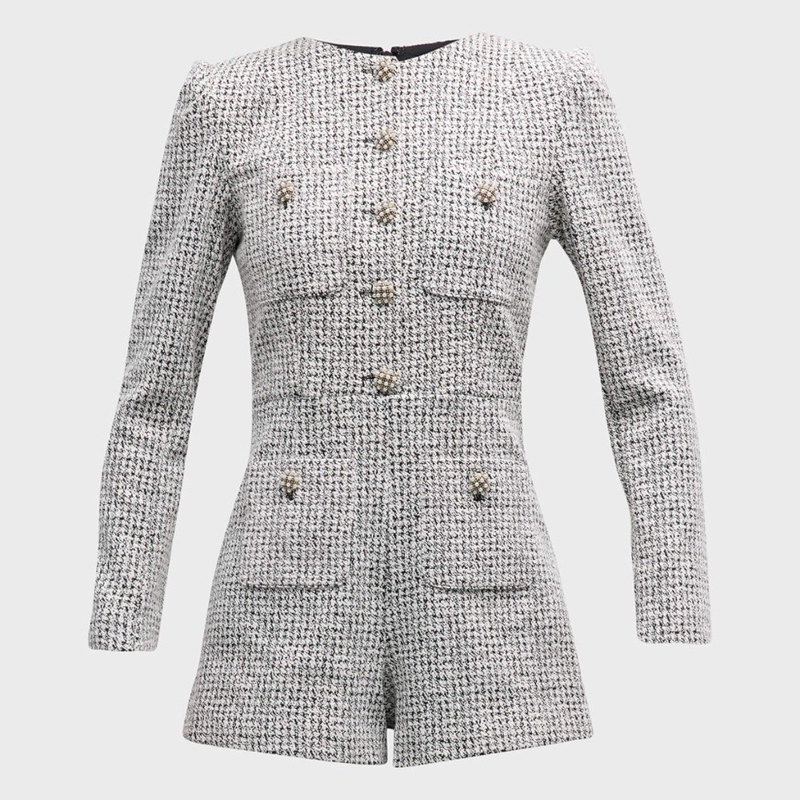 NWT Alice + Olivia Shiloh Button-Front Tweed Romper - size 4