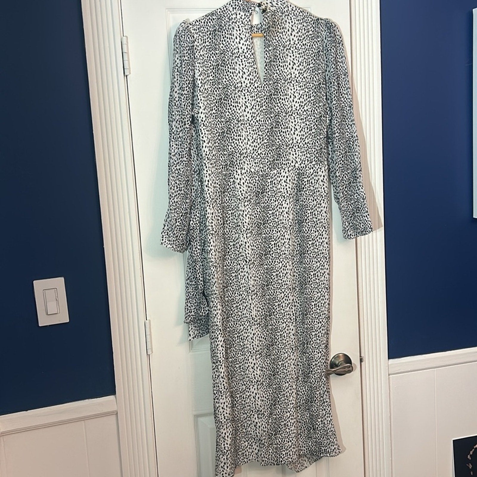 NWT SAYLOR Black and White Midi Animal Cocktail Dress - S