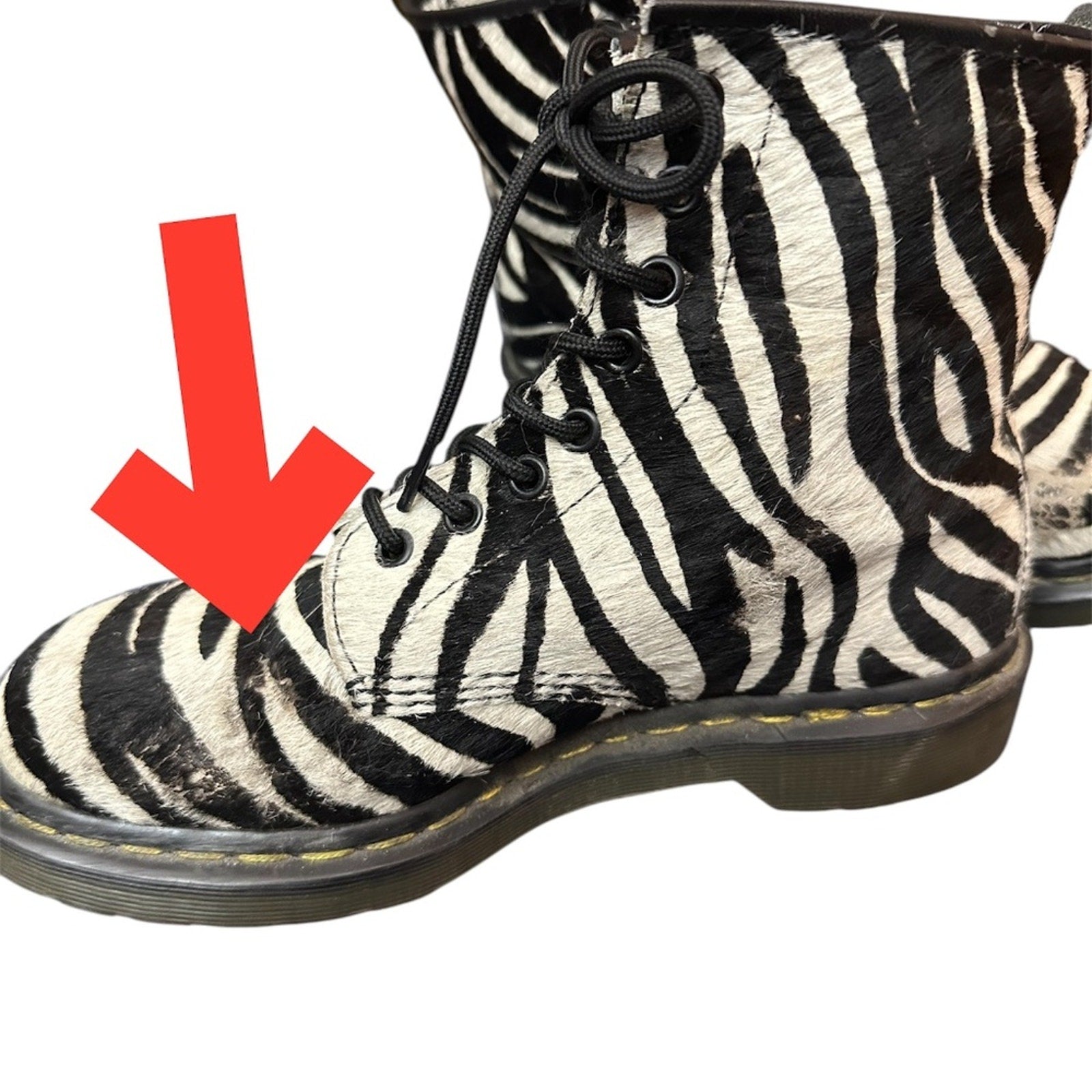 Dr. Martens Zebra Print Pony Hair Leather Boots #3 Rare - size 9 US or 7 UK