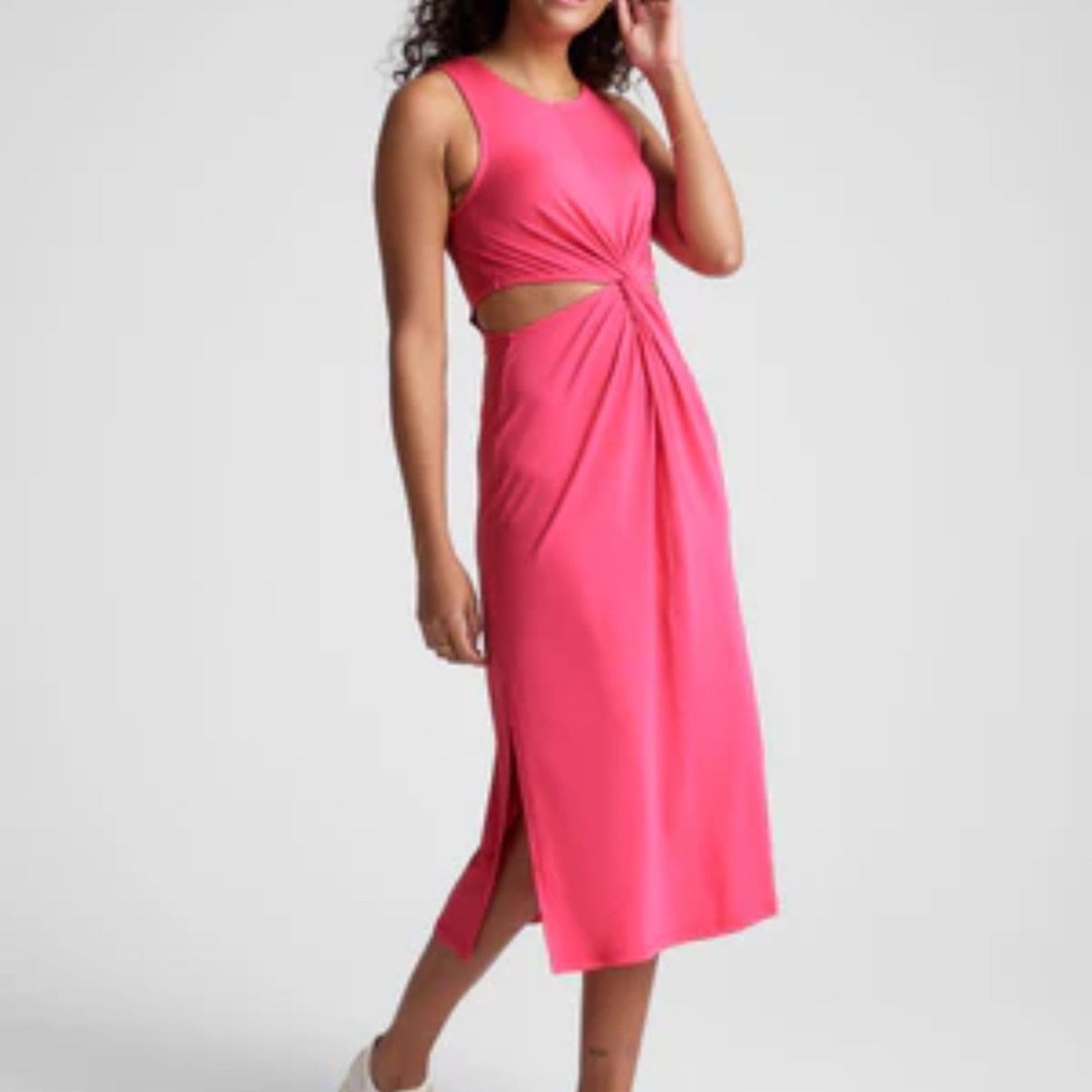 NEW Beyond Yoga Women's Around The World Front Twist Dress - Carnation Pink - M