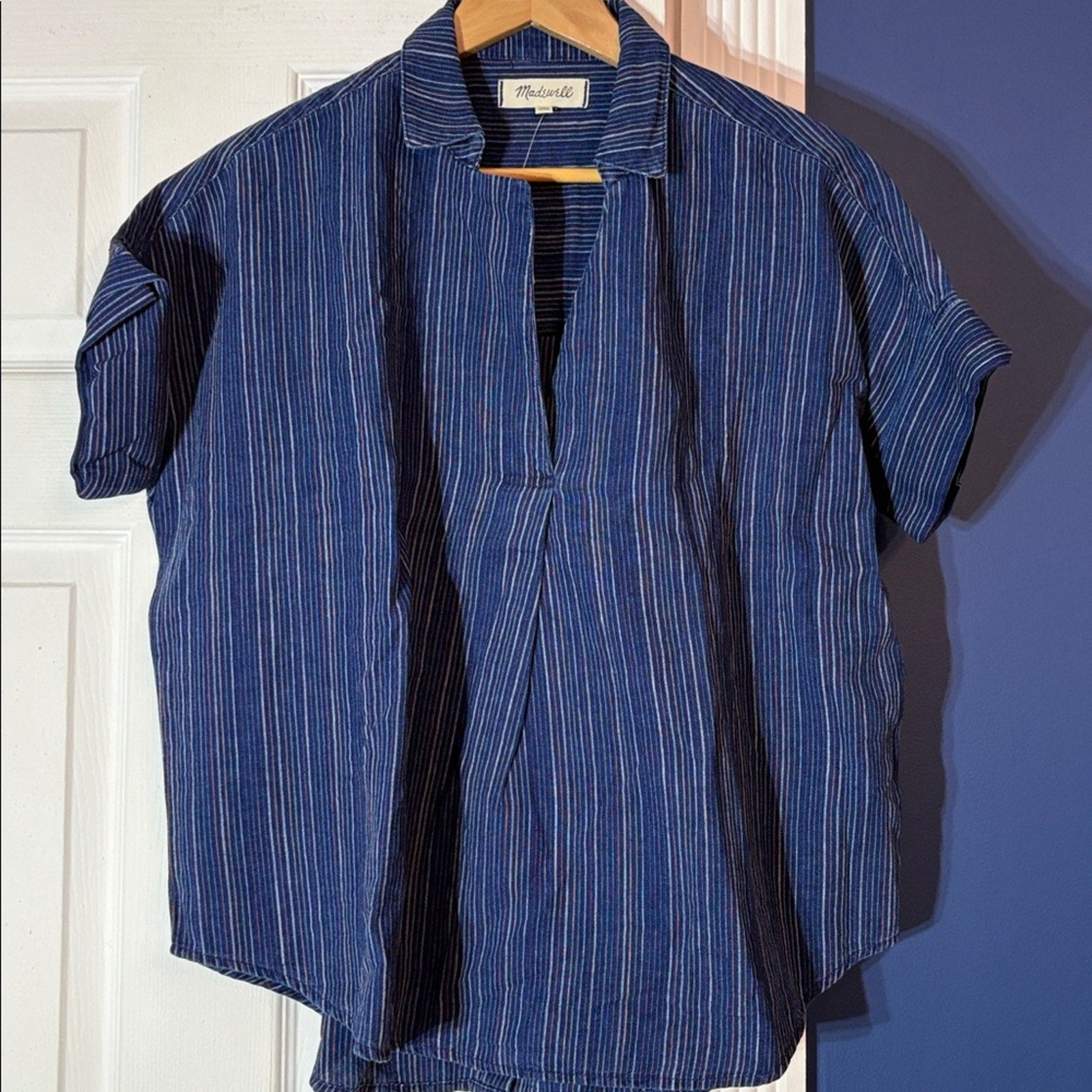 NWT Madewell Courier Button-Back Shirt in Cecile Stripe - size small