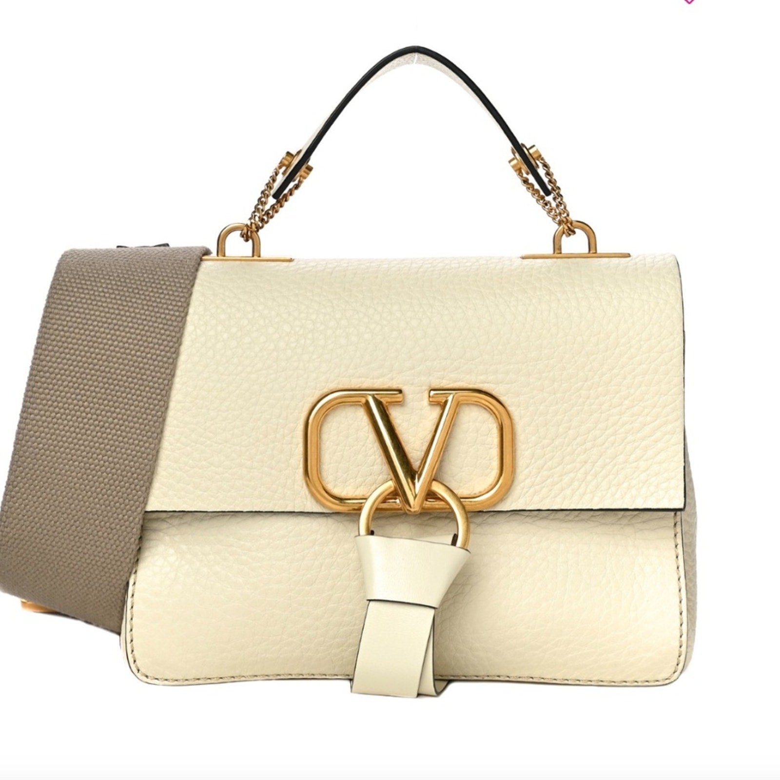 Valentino Garavani  Pebbled Calfskin Mini VRing Shoulder Bag Light Ivory