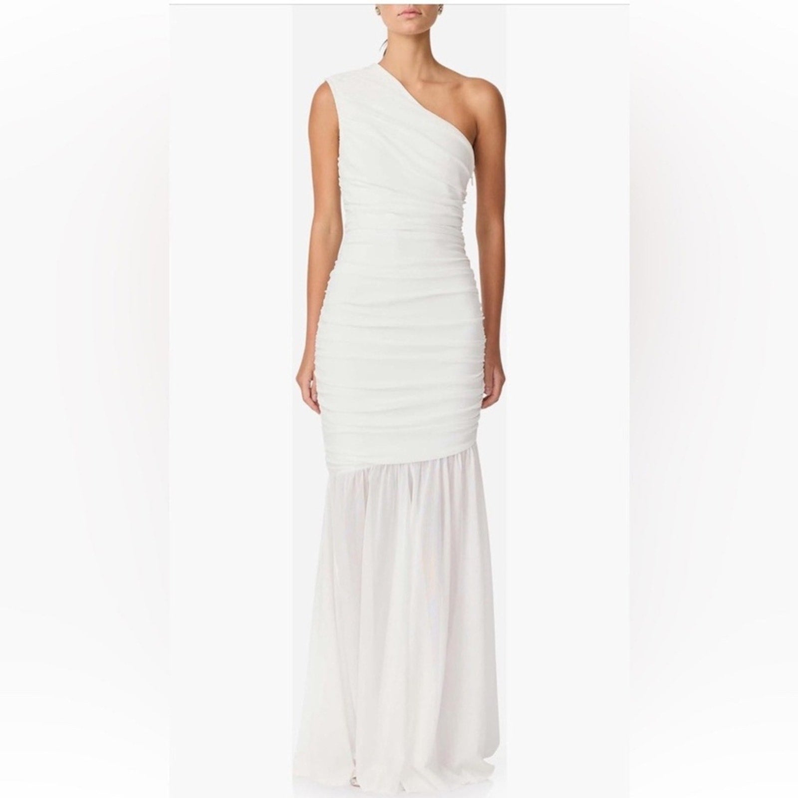 NEW Elliatt Vinna Ruched One Shoulder Gown Dress White - size small