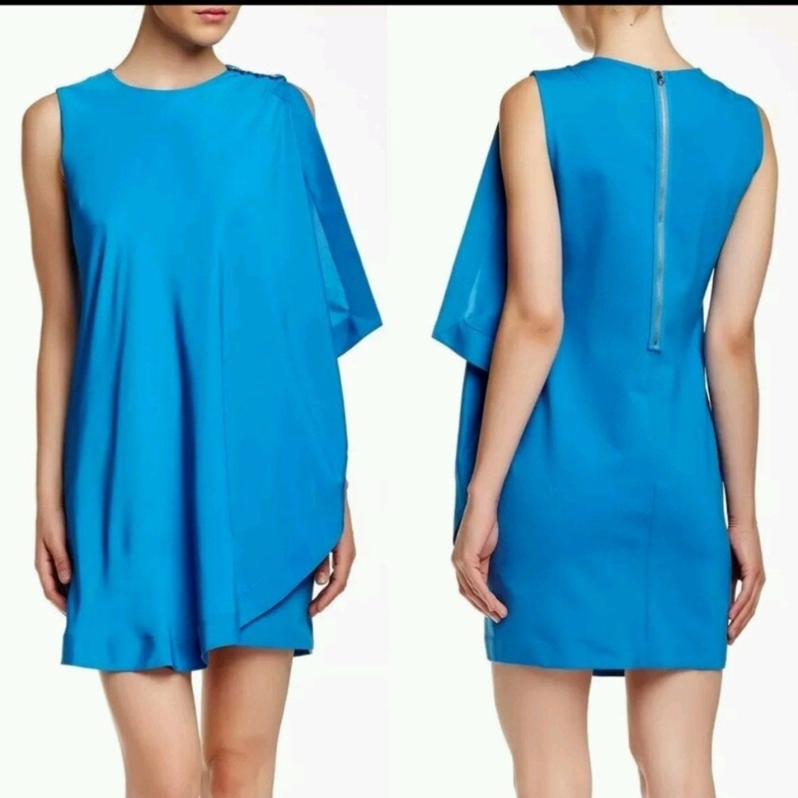 Ted Baker Women’s Bolty One Sided Draped Tunic Dress in Blue Size 0 (US size 2)