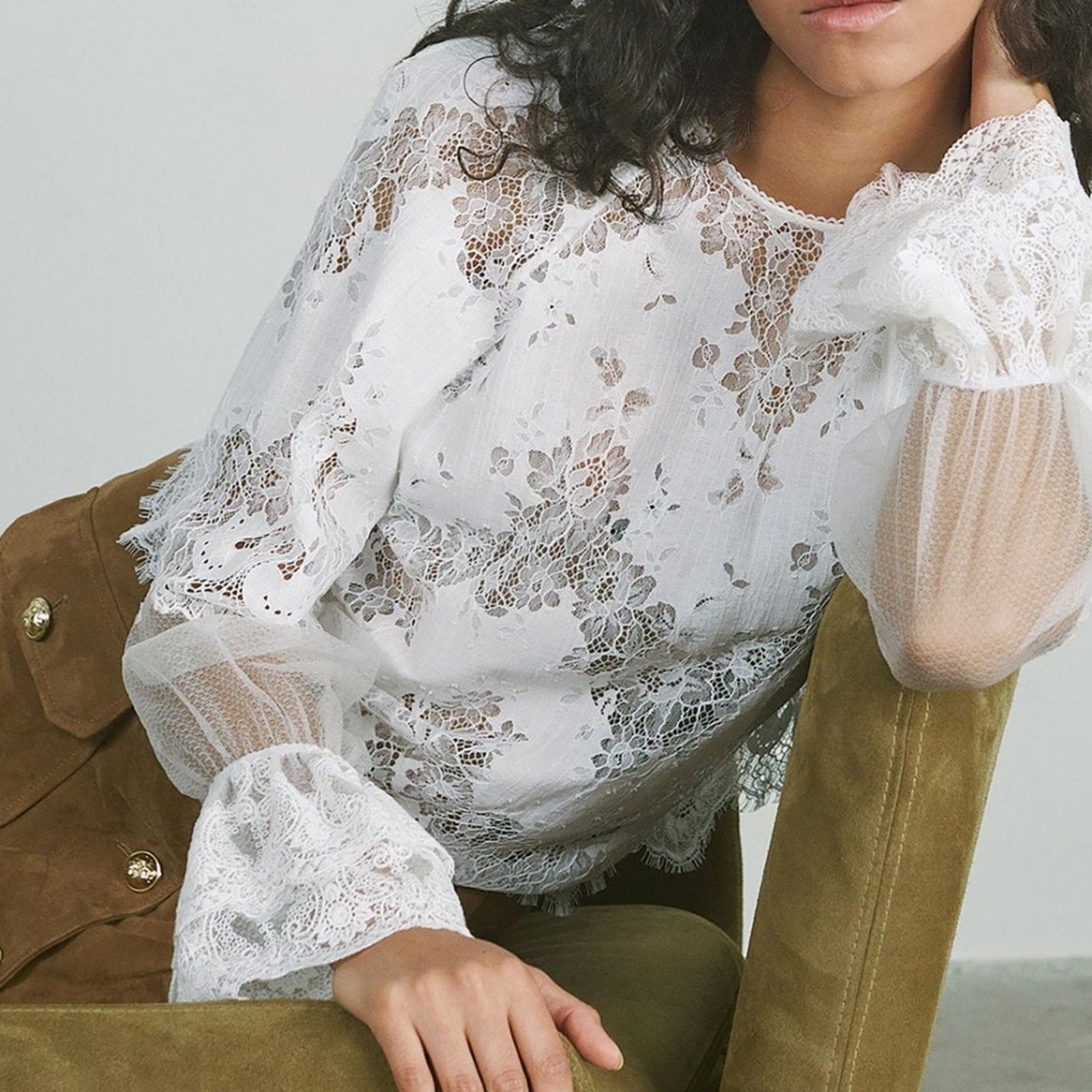 NWT Reiss Emilia Lace Blouse - Ivory - size 12