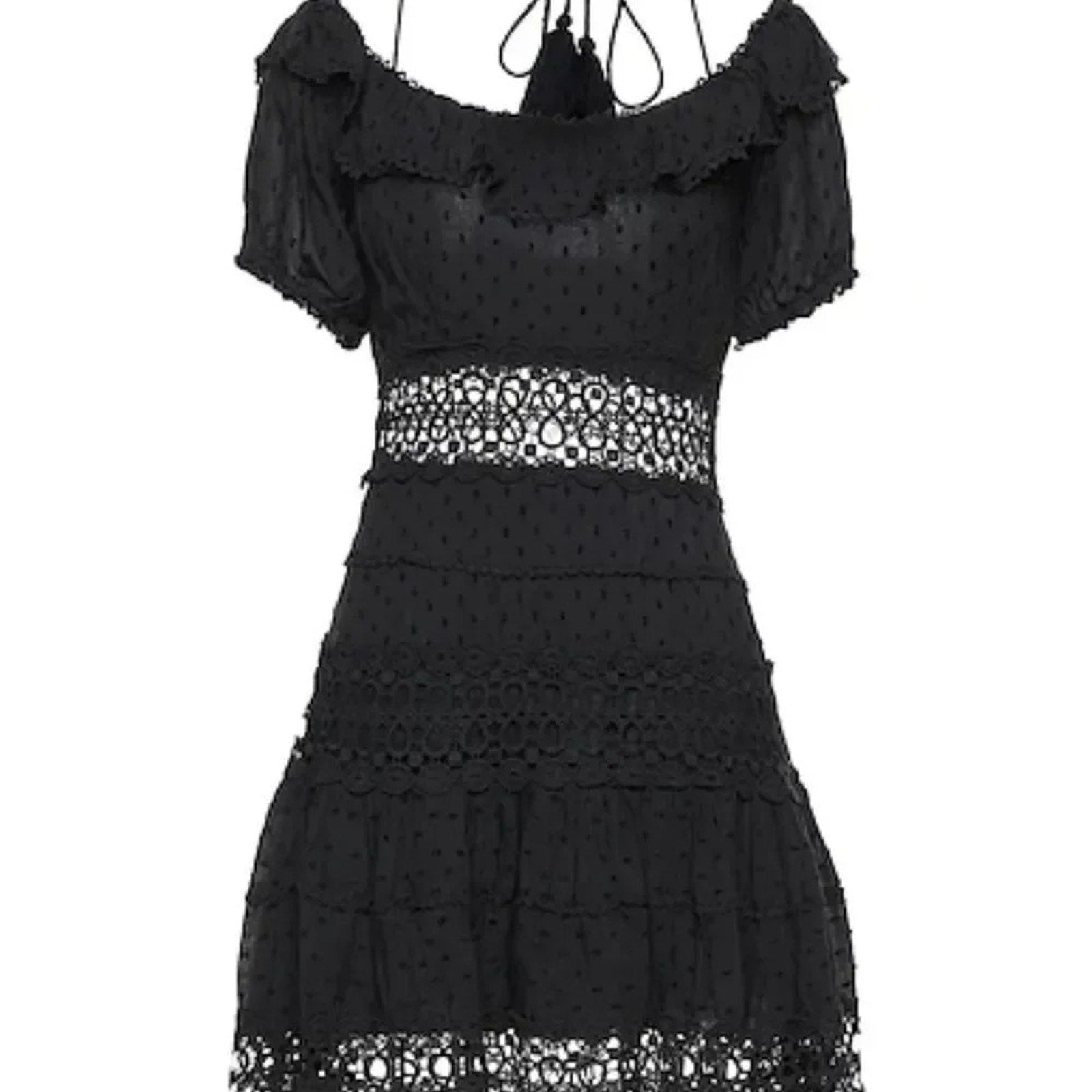 NEW Free People Womens Cruel Intentions Crochet-Lace Mini Dress, Black, Size 0