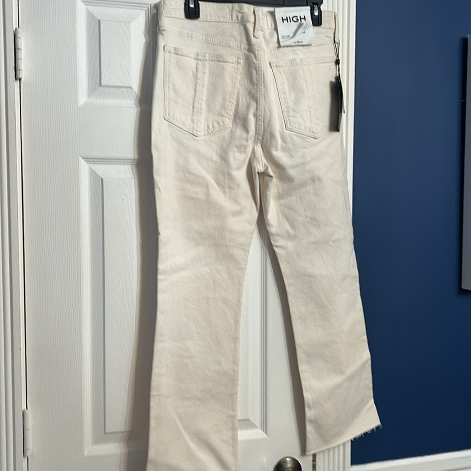 NWT Rag & Bone Nina High Waisted Raw Hem Ankle Flare Jeans Natural Ecru Size 30