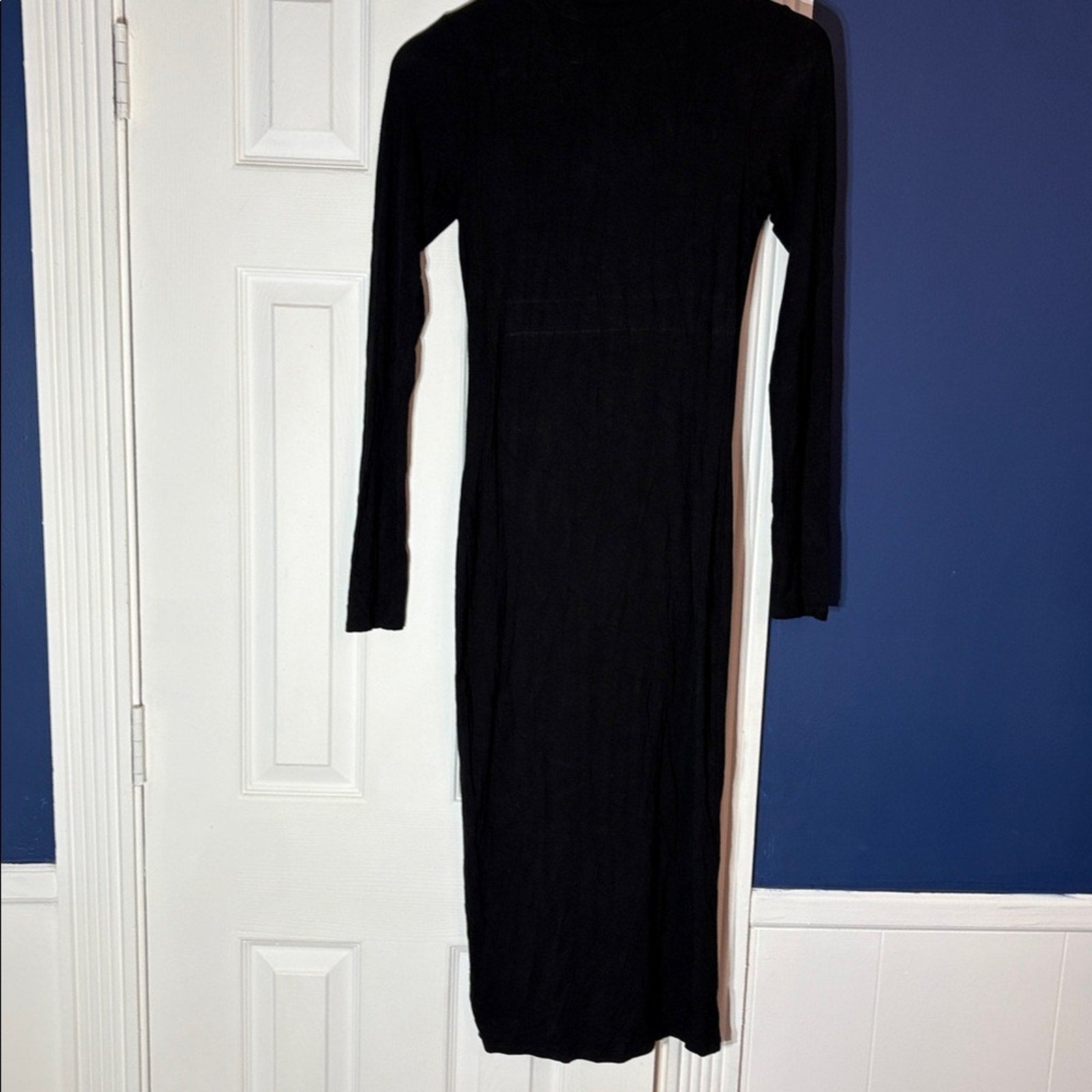 Good American Long Sleeve Bodycon Mock Neck Dress in Black - size 2 (M)