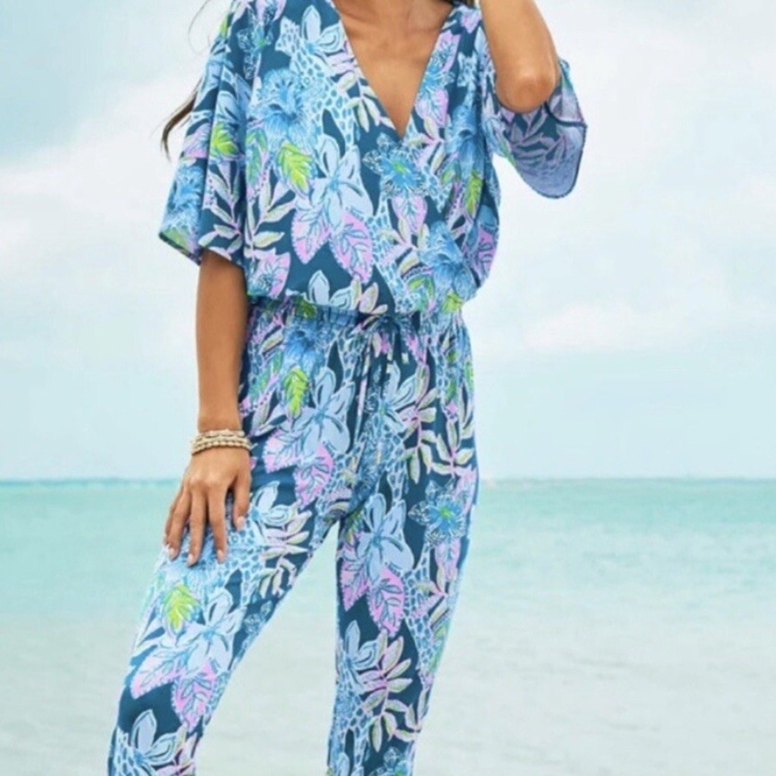 Lilly Pulitzer Merrick Jumpsuit Macaw Blue - size large