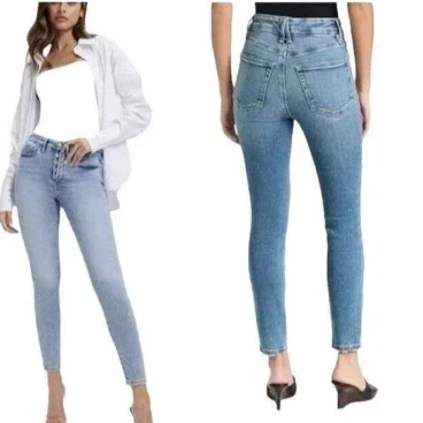 NWT Good American Jeans Women's Size 2/26 Skinny High Rise Button Fly