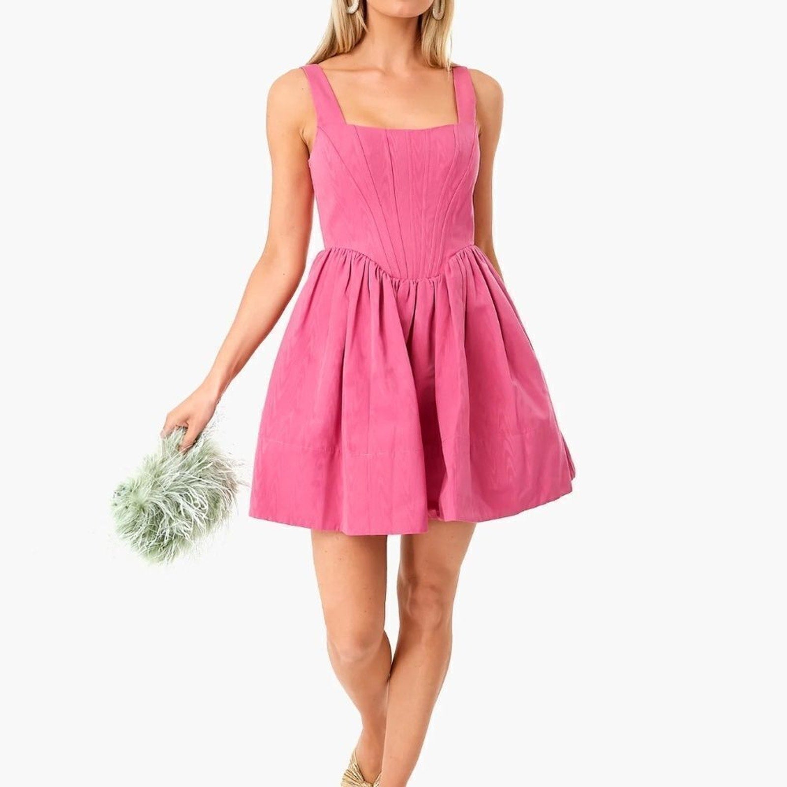 NEW STAUD Landscape bustier cotton-blend minidress - size 8
