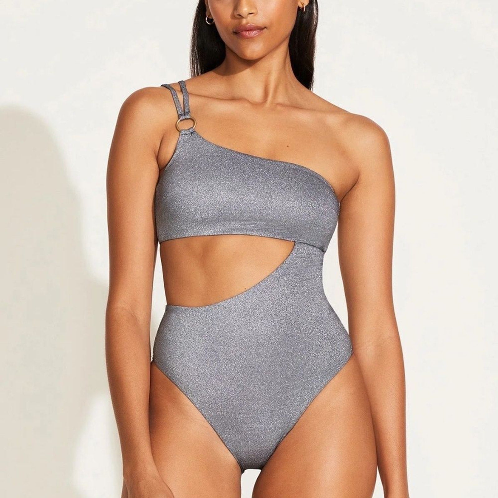 NEW Vitamin A Cosmo One Shoulder One Piece - Twilight Metallic - size Large