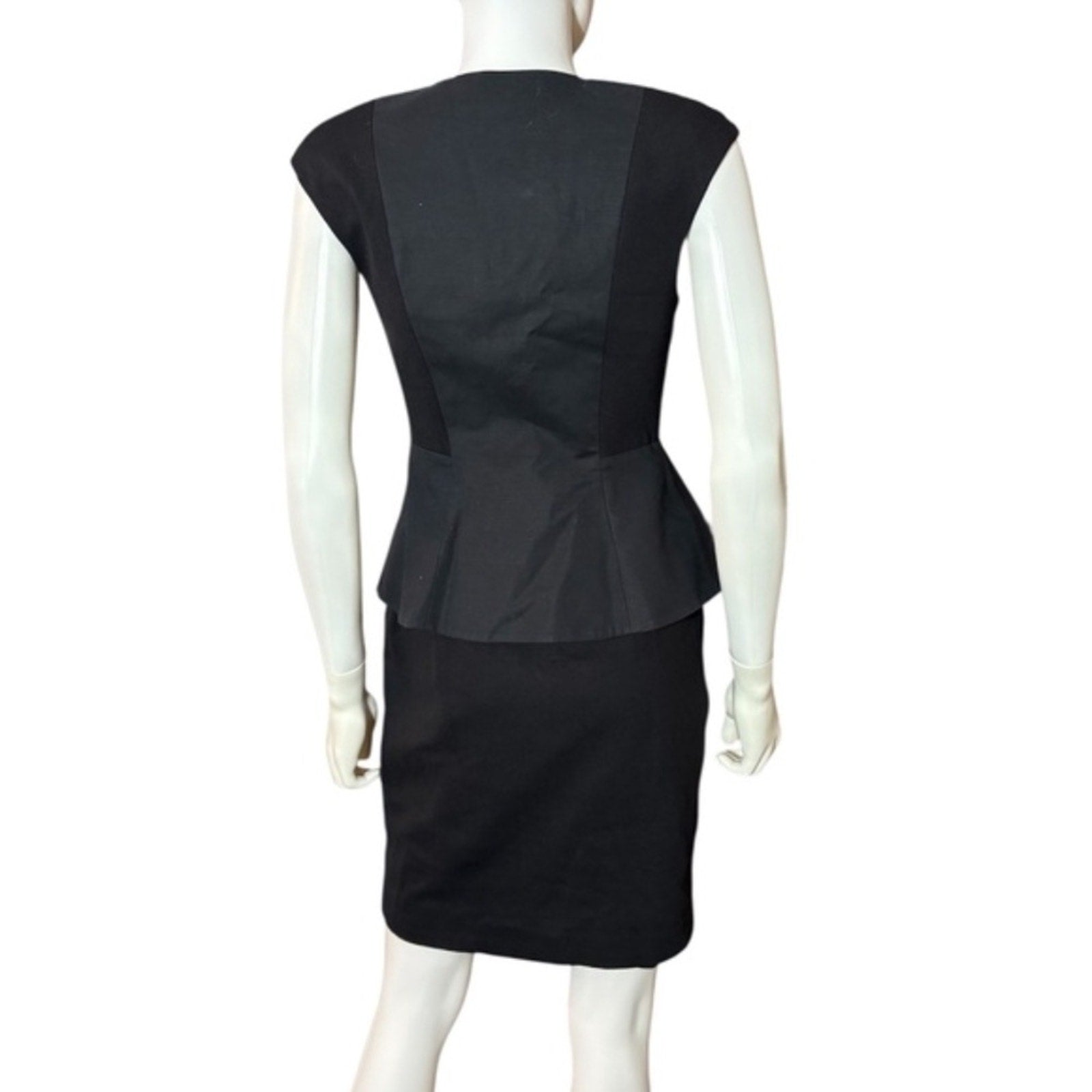 Ted Baker London Peplum Dress Cap Sleeve Sheath Front Zip Jumana Black - size 6