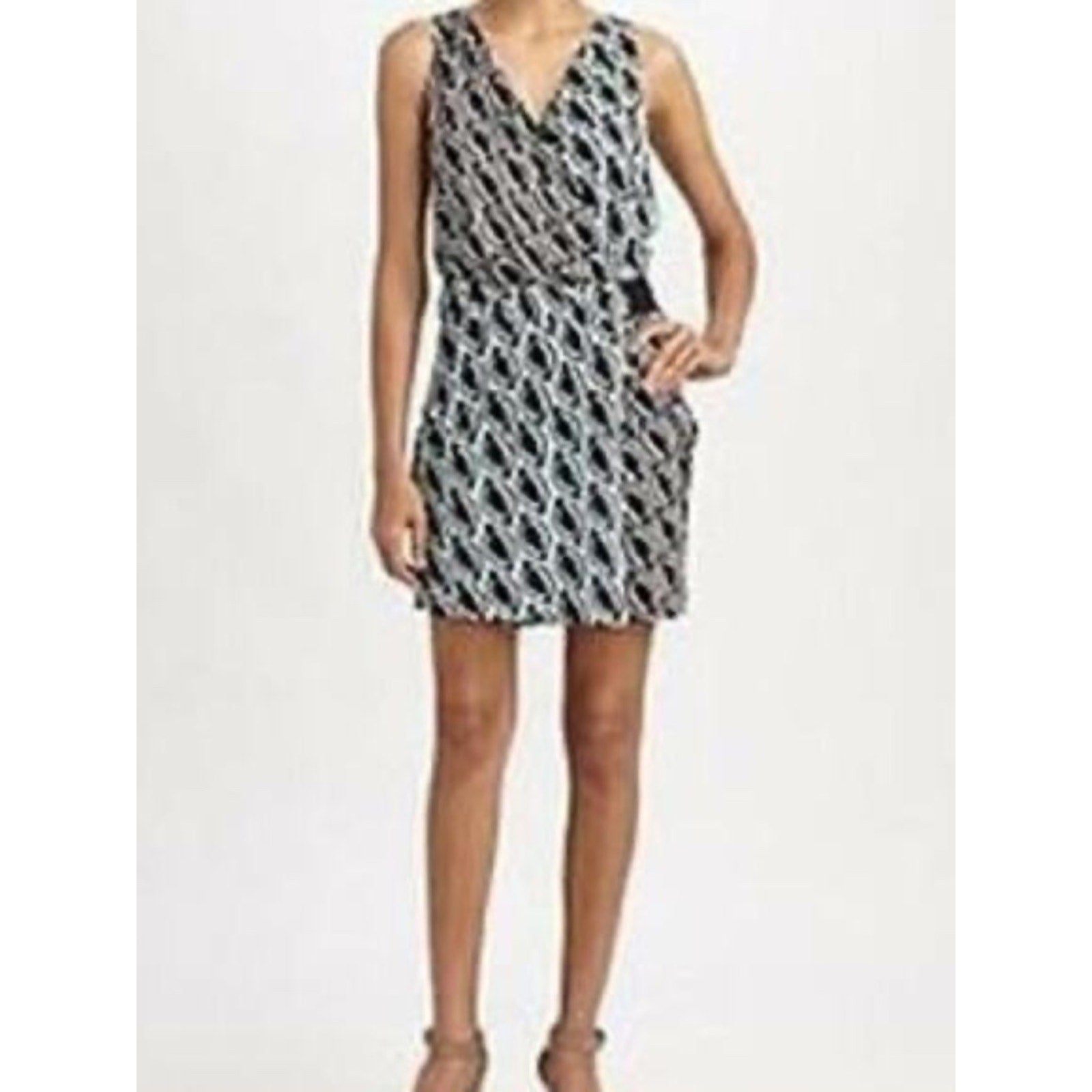 Diane Von Furstenberg Moriko Petal Weave Blue Silk Jersey Dress - size 8