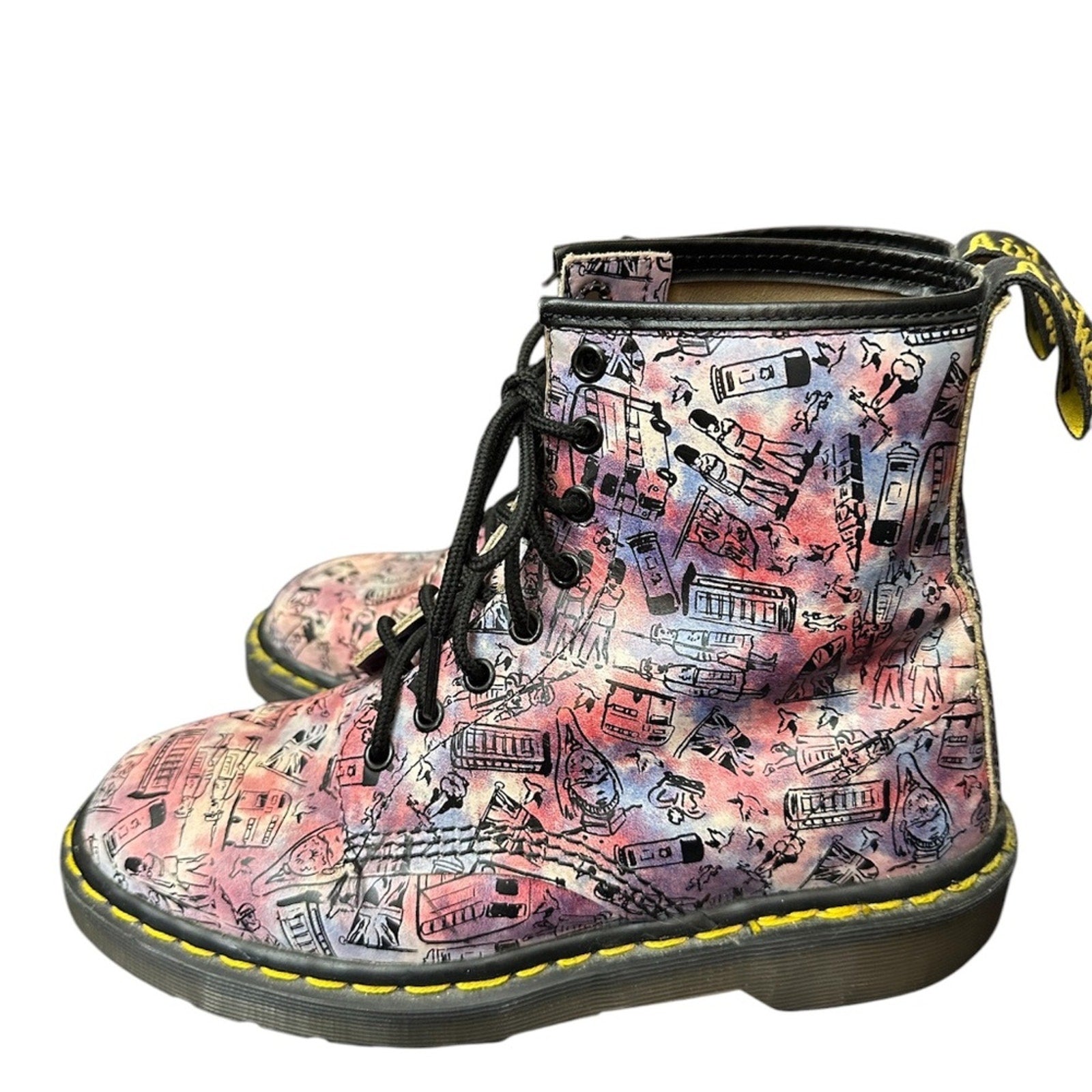DR. MARTENS PINK LONDON ICONS LEATHER BOOTS VINTAGE - size 9 US women