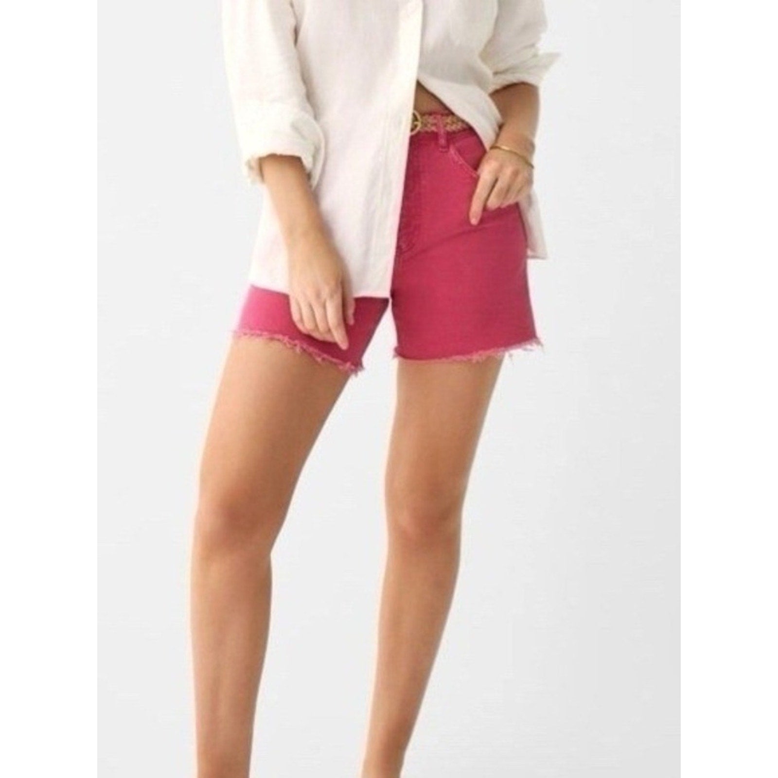 Faherty Women's Pink Raw Edge Sun washed Denim Shorts -size 28 - NWT