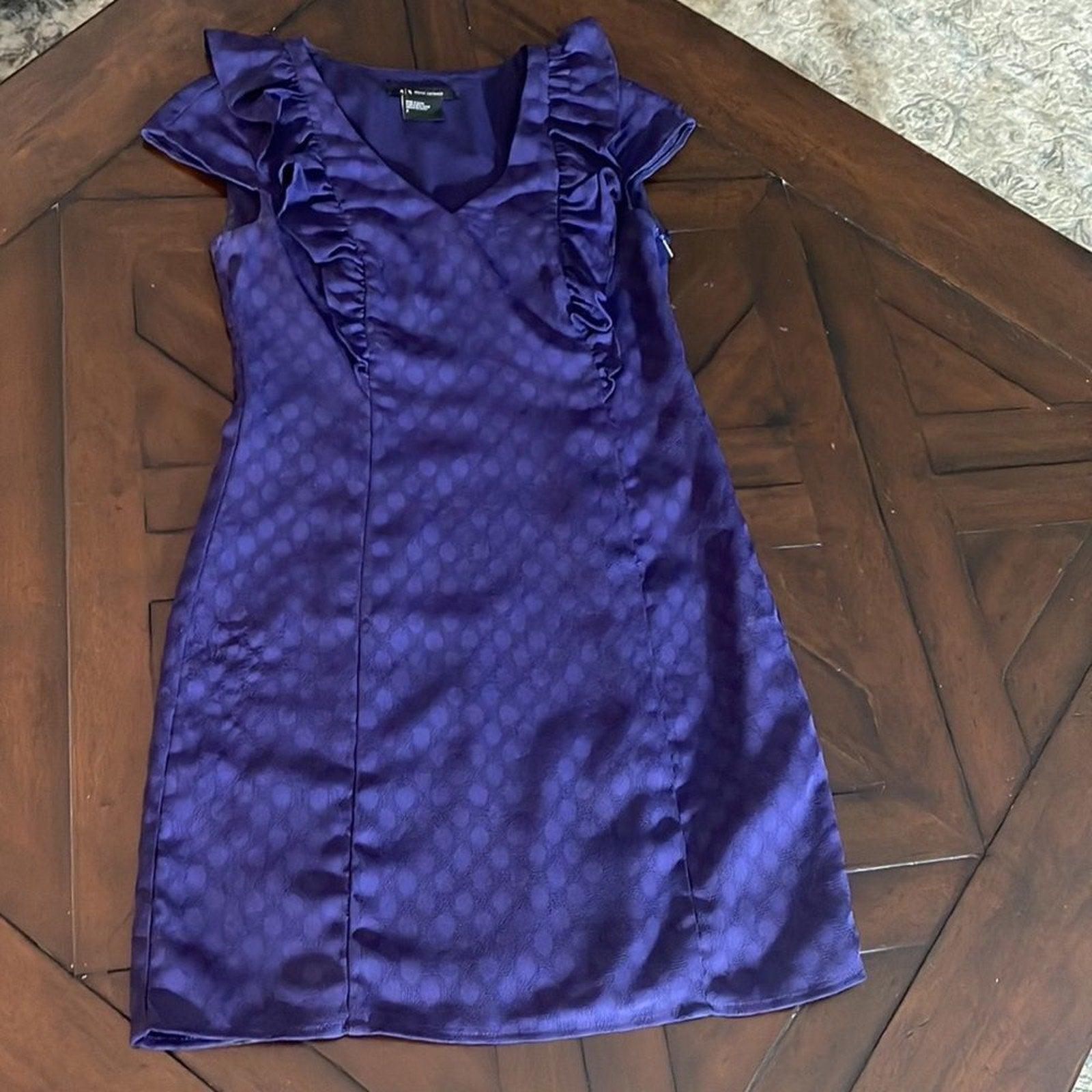 EUC Armani Exchange DOT AND RUFFLE SHEATH DRESS - size 0