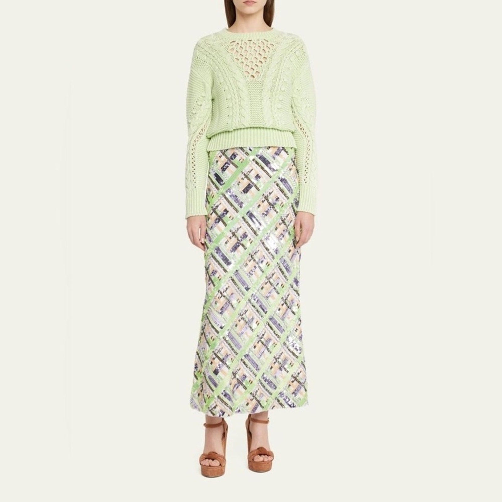 VERONICA BEARD Brent EMBELLISHED sequin midi skirt mermaid - size 0