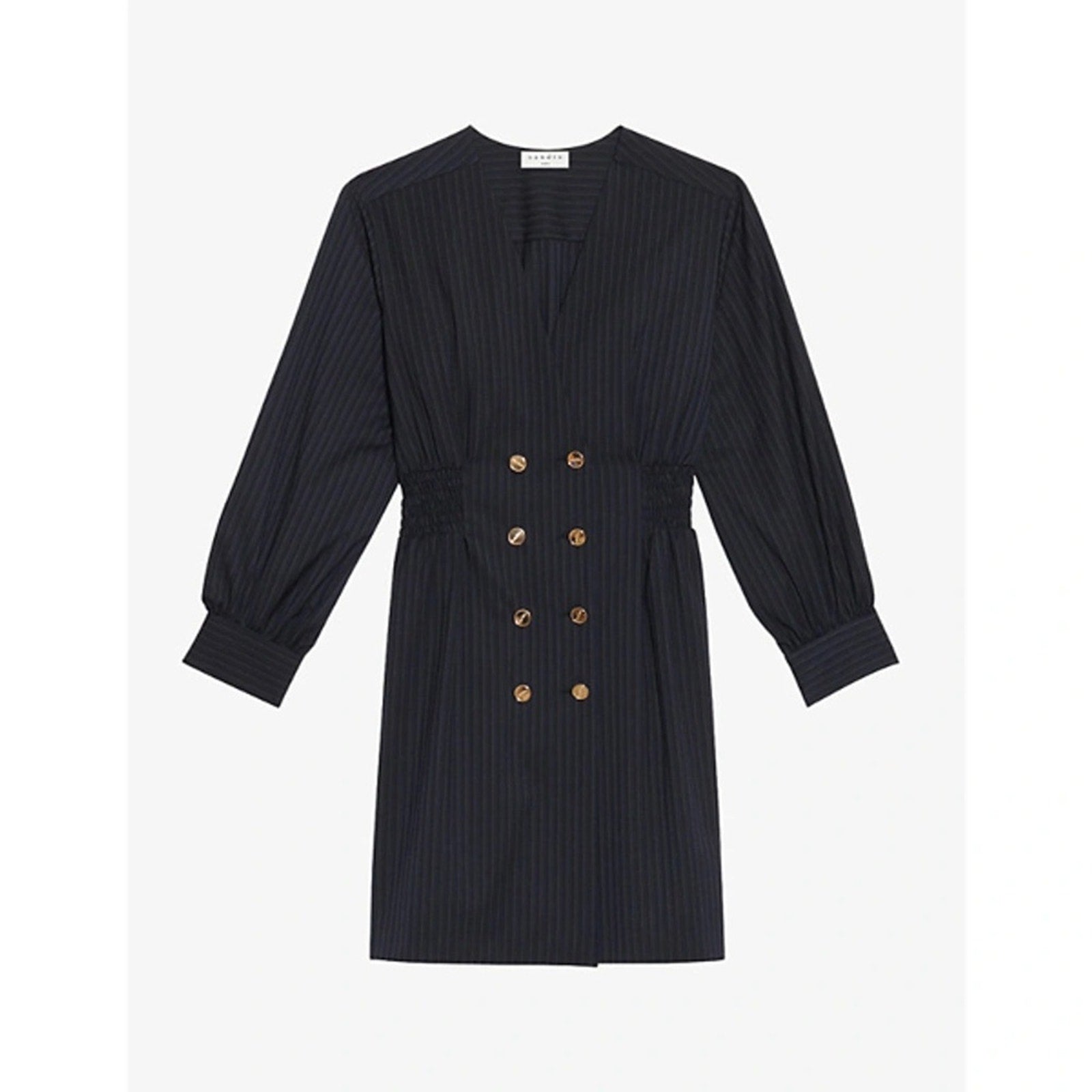 SANDRO MARYLOU PINSTRIPED MINI DRESS - size 38 (US 6)