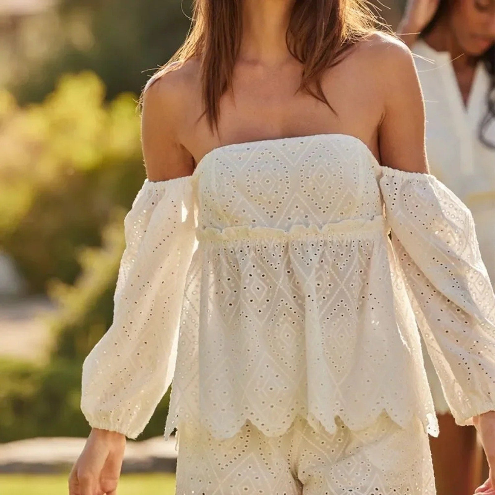 NEW Misa Los Angeles Sera Top in White Eyelet - size Large