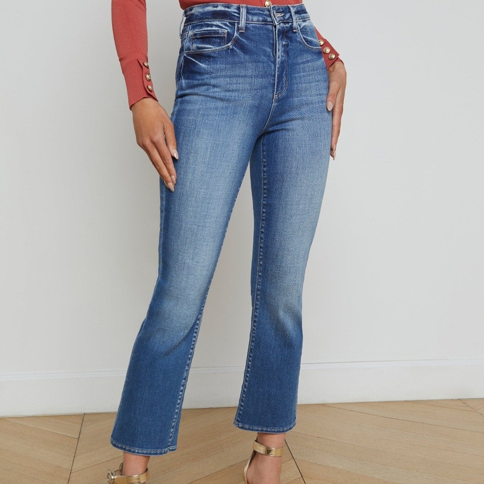NEW L'Agence Mira Ultra High Rise Cropped Micro Bootcut Jeans - size 27