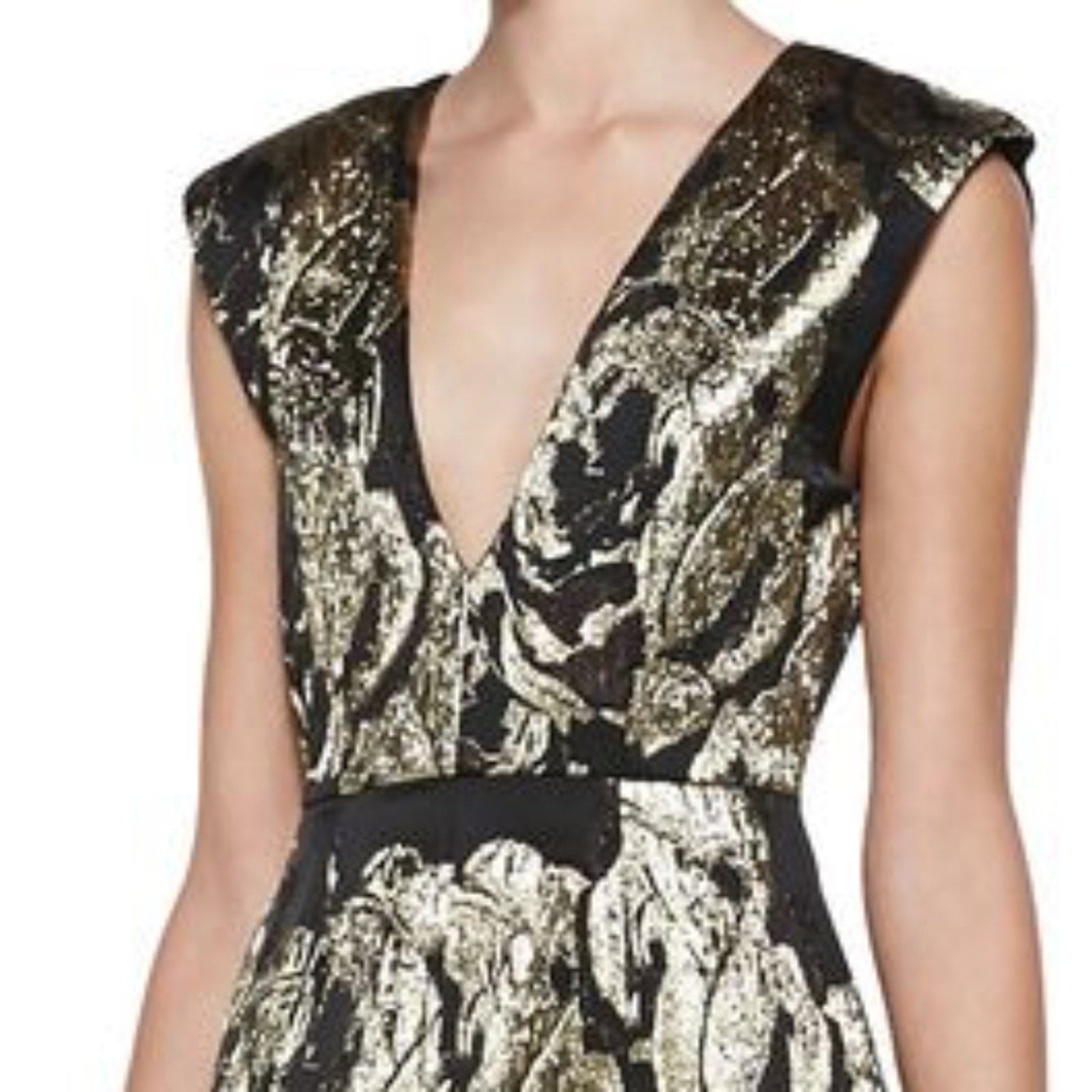 Alice+Olivia Pacey Metallic Gold Black Dress - size 6