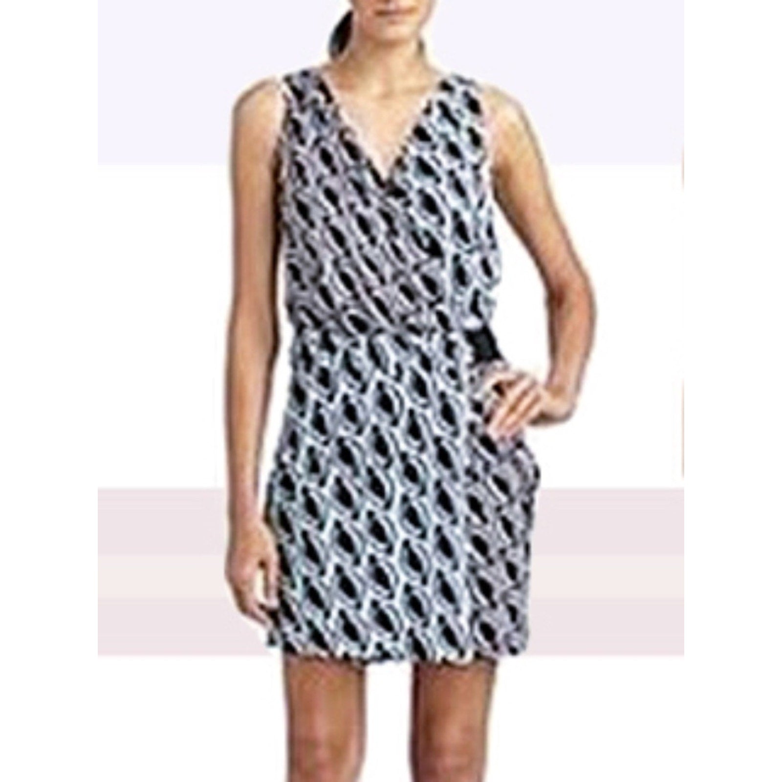 Diane Von Furstenberg Moriko Petal Weave Blue Silk Jersey Dress - size 8