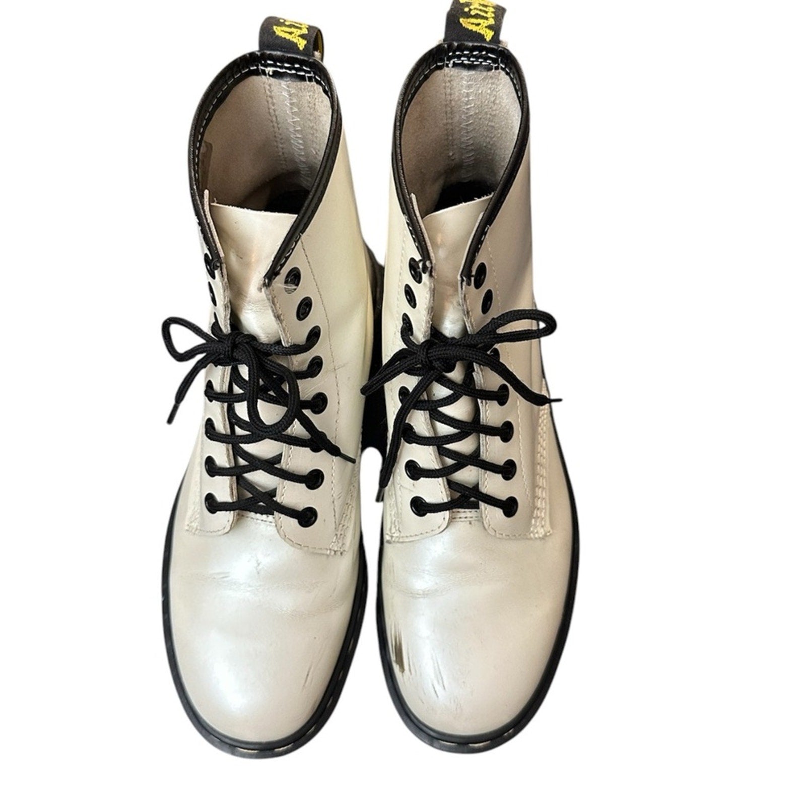 Vintage Made in England MIE Pearly White Doc Martens Lace-Up Boots - 9