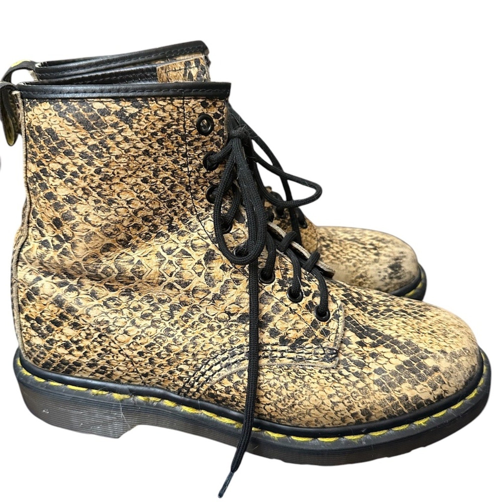 Dr. Martens Reptile Print Leather Boots - Vintage 1990's Docs - Ladies size 9 US