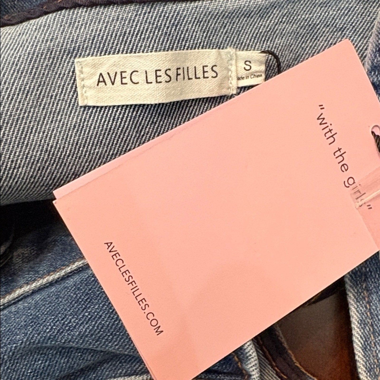 NWT avec Les Filles Denim Corset Crop Top Prado - size Small